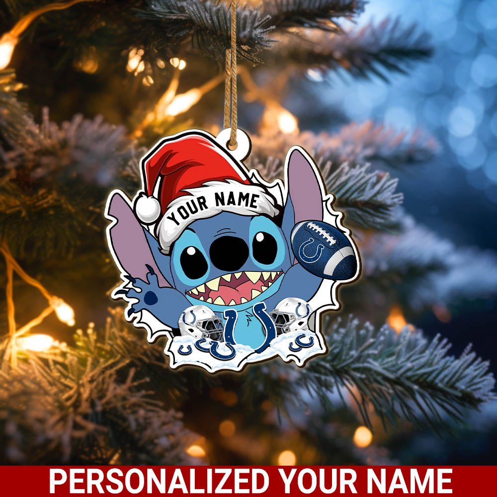 Indianapolis Colts Wooden Ornament Personalized Your Name, Football Team With St Ornament, Christmas Ornament Gift, Football Fan Gifts ETHY-52632