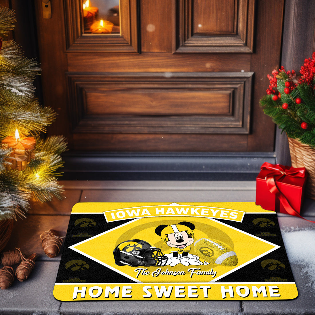 Iowa Hawkeyes Doormat Custom Your Family Name, Sport Team And MK Doormat, FootBall Fan Gifts EHIVM-52722