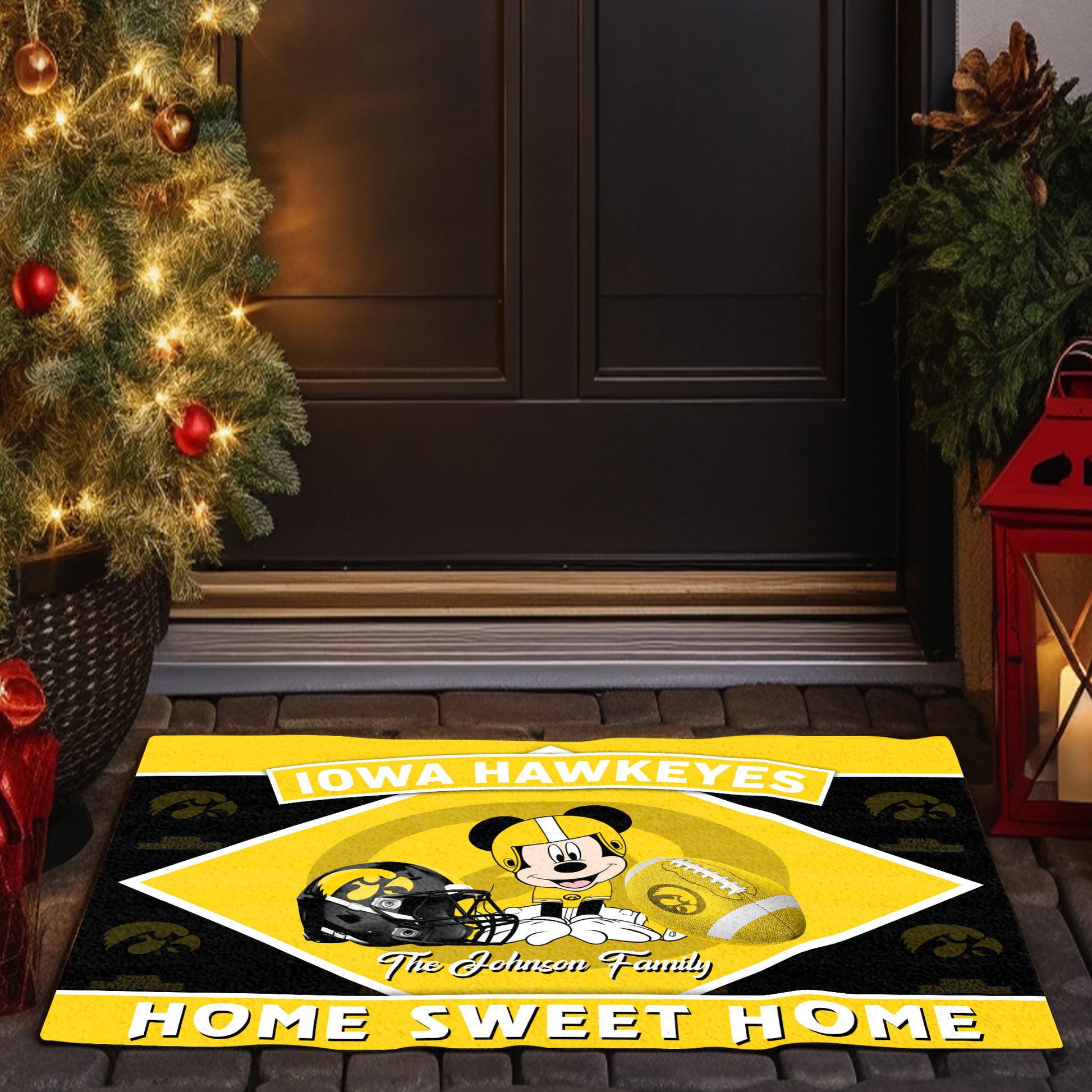 Iowa Hawkeyes Doormat Custom Your Family Name, Sport Team And MK Doormat, FootBall Fan Gifts EHIVM-52722