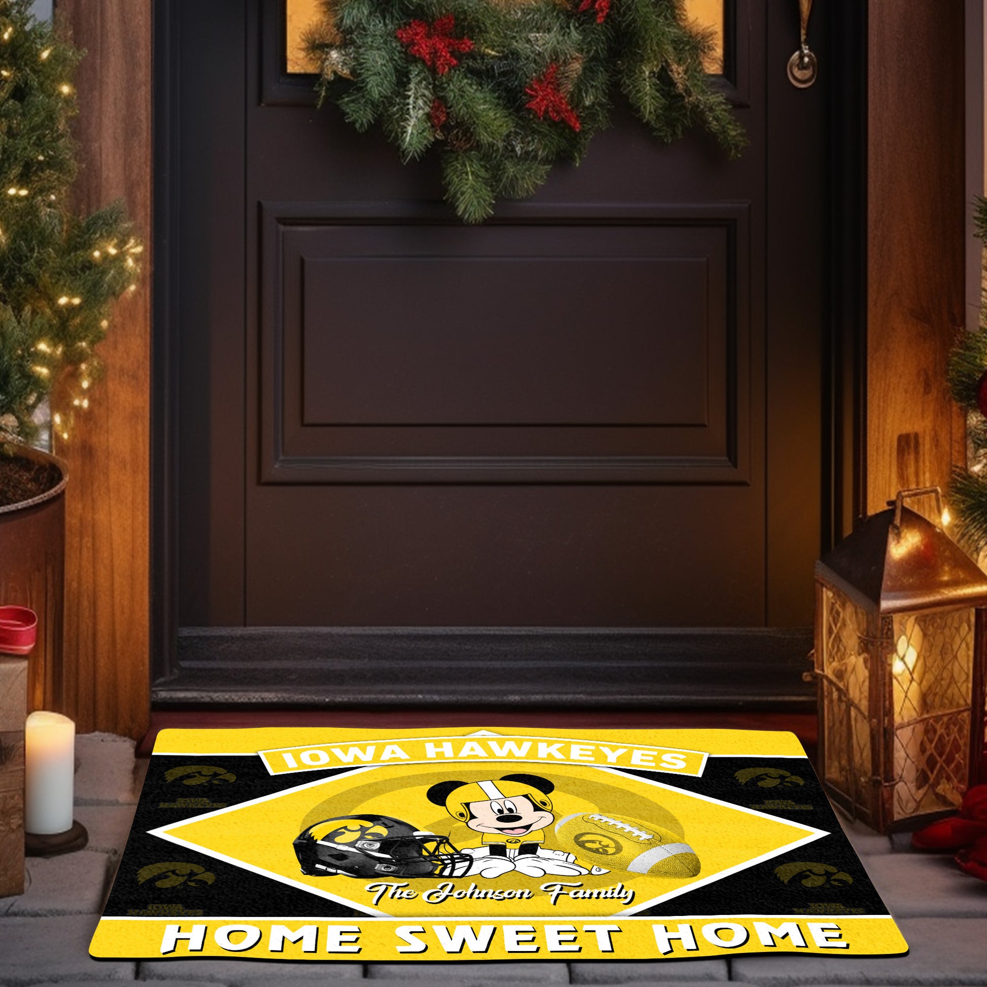 Iowa Hawkeyes Doormat Custom Your Family Name, Sport Team And MK Doormat, FootBall Fan Gifts EHIVM-52722