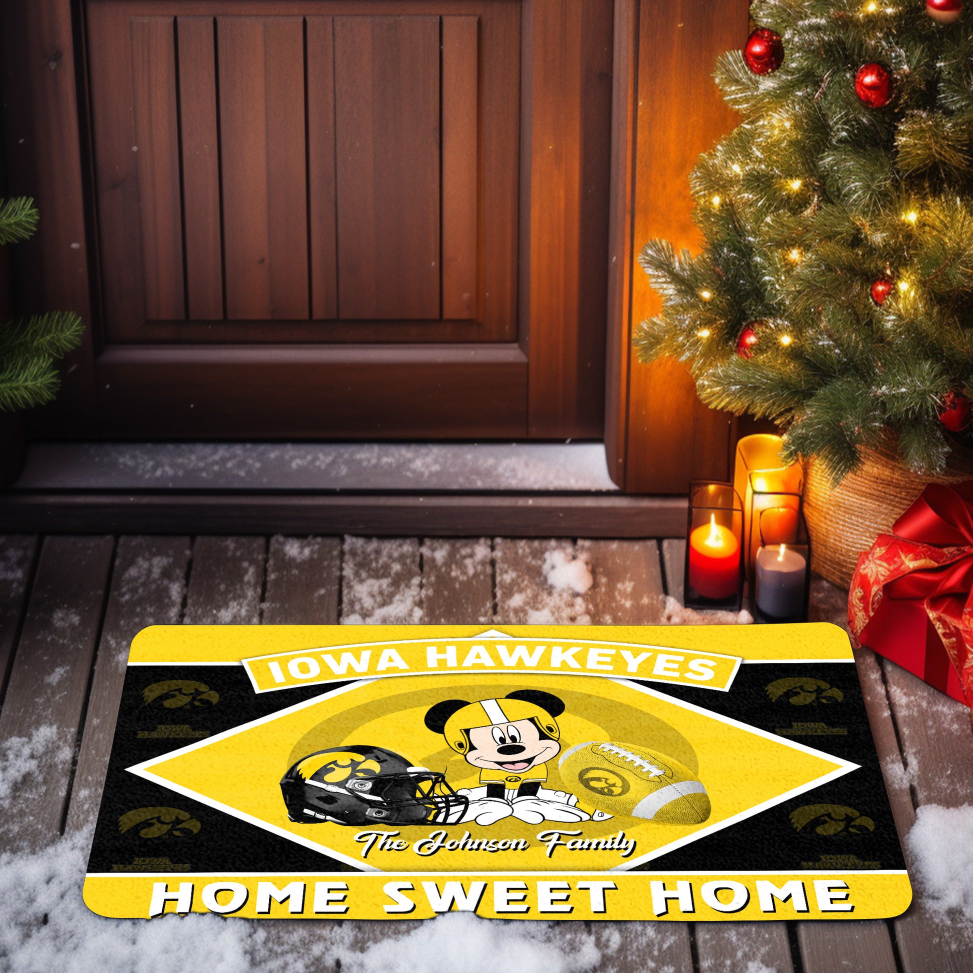 Iowa Hawkeyes Doormat Custom Your Family Name, Sport Team And MK Doormat, FootBall Fan Gifts EHIVM-52722