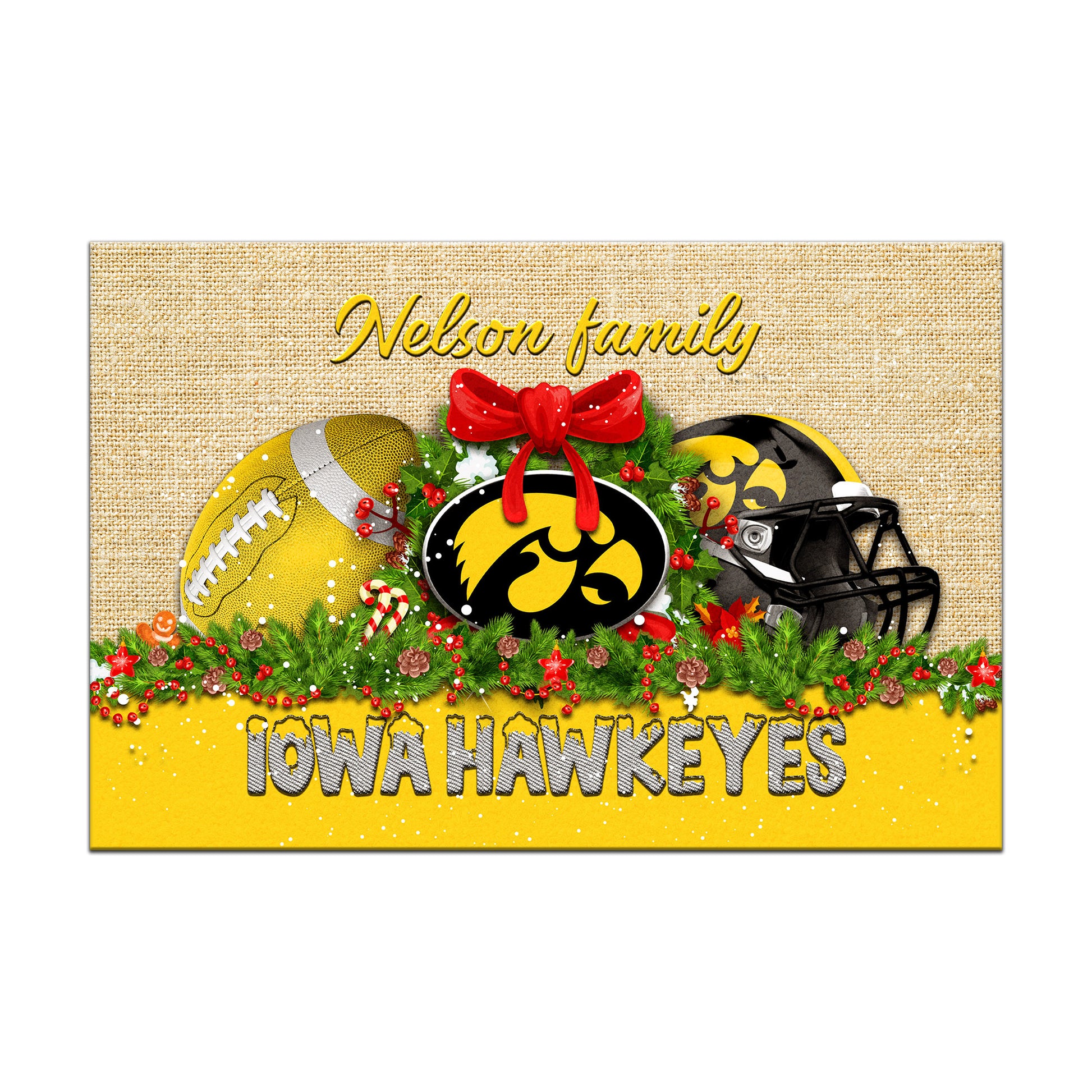 Iowa Hawkeyes Doormat Personalized Your Name, Sport Team Doormat, Christmas Gifts For Football Fan, Home Decor ETHY-52726
