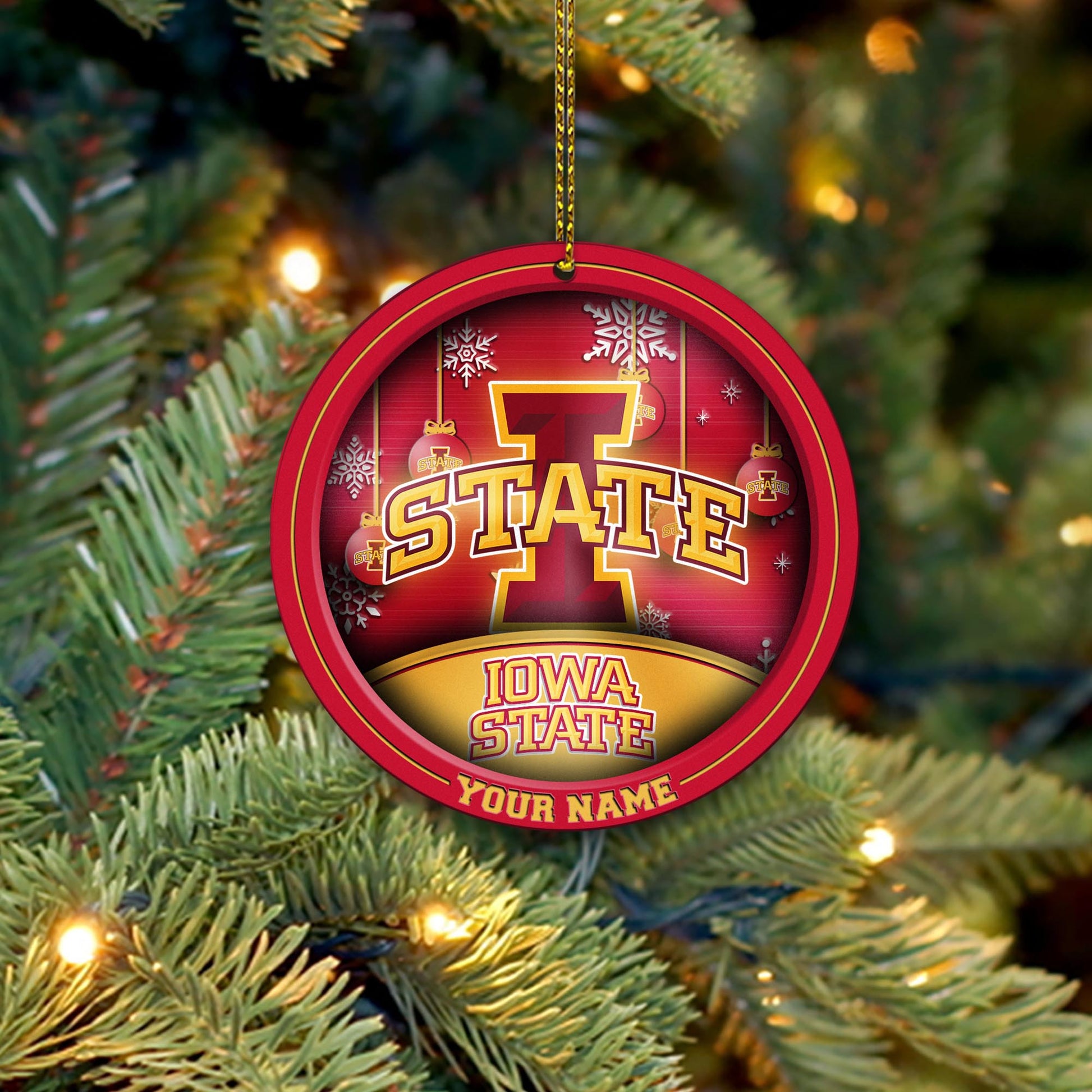 Iowa State Cyclones Circle Aluminium Custom Ornament 2 Side Trending New Arrivals H52912 ETUG311023