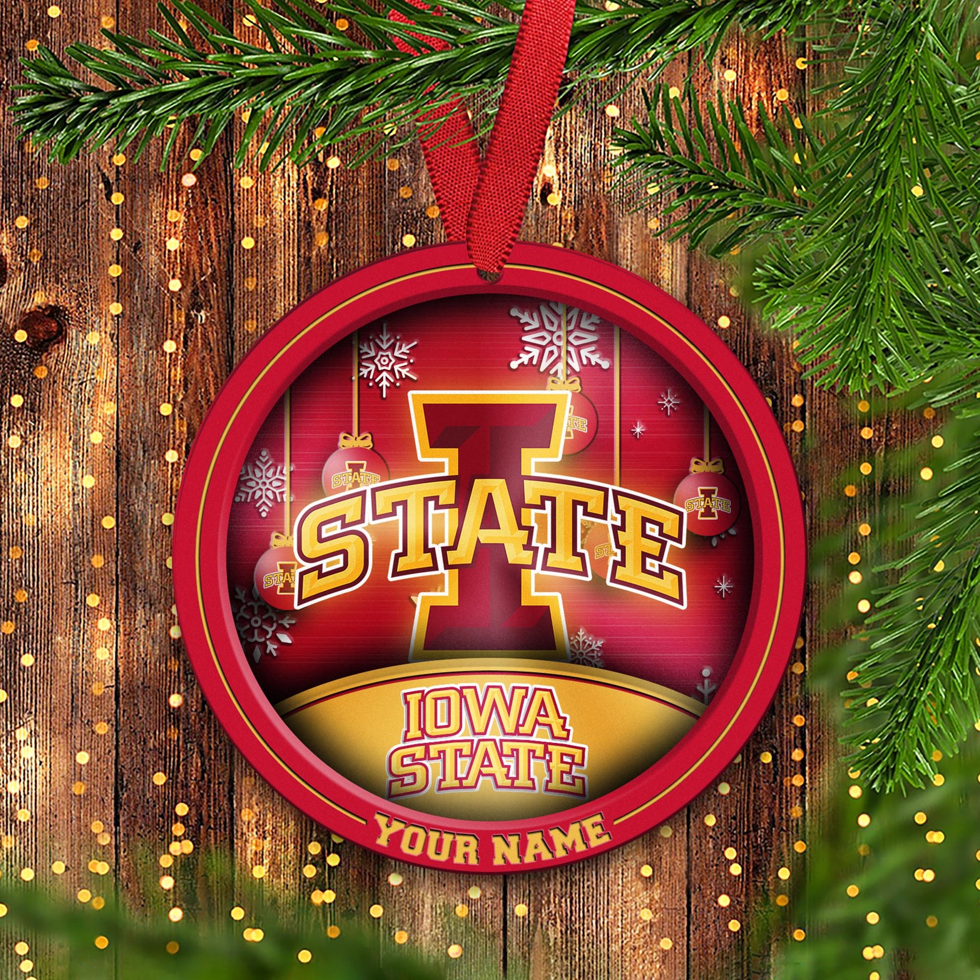 Iowa State Cyclones Circle Aluminium Custom Ornament 2 Side Trending New Arrivals H52912 ETUG311023