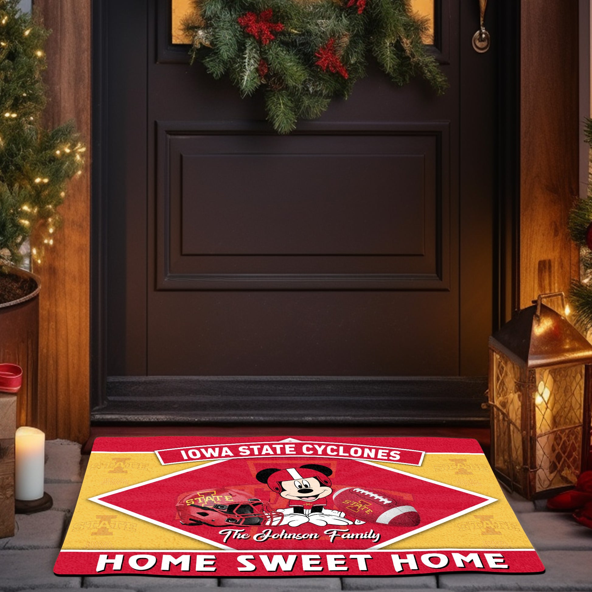 Iowa State Cyclones Doormat Custom Your Family Name, Sport Team And MK Doormat, FootBall Fan Gifts EHIVM-52722