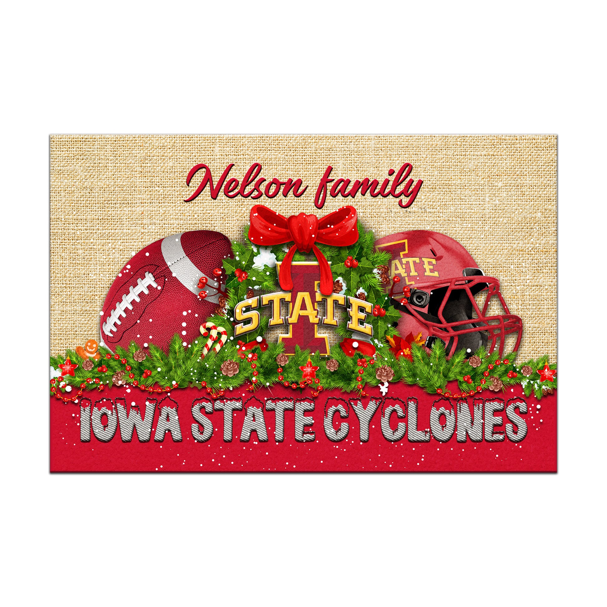 Iowa State Cyclones Doormat Personalized Your Name, Sport Team Doormat, Christmas Gifts For Football Fan, Home Decor ETHY-52726