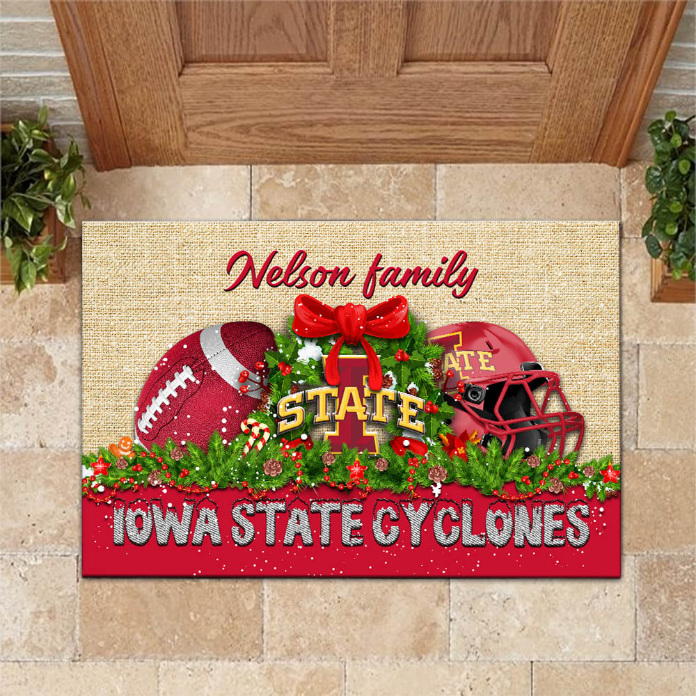 Iowa State Cyclones Doormat Personalized Your Name, Sport Team Doormat, Christmas Gifts For Football Fan, Home Decor ETHY-52726