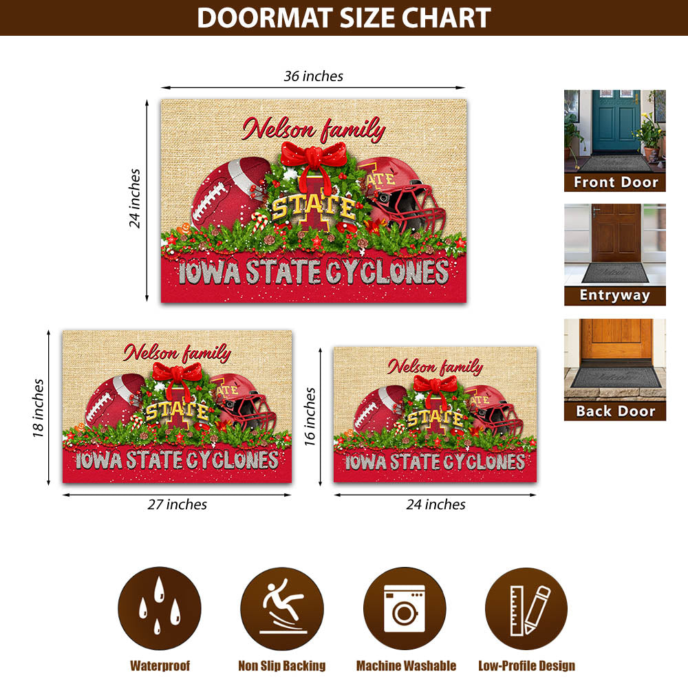 Iowa State Cyclones Doormat Personalized Your Name, Sport Team Doormat, Christmas Gifts For Football Fan, Home Decor ETHY-52726