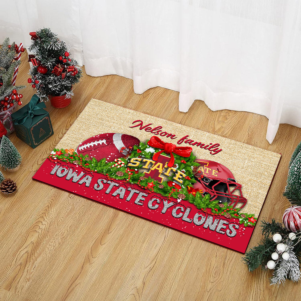 Iowa State Cyclones Doormat Personalized Your Name, Sport Team Doormat, Christmas Gifts For Football Fan, Home Decor ETHY-52726
