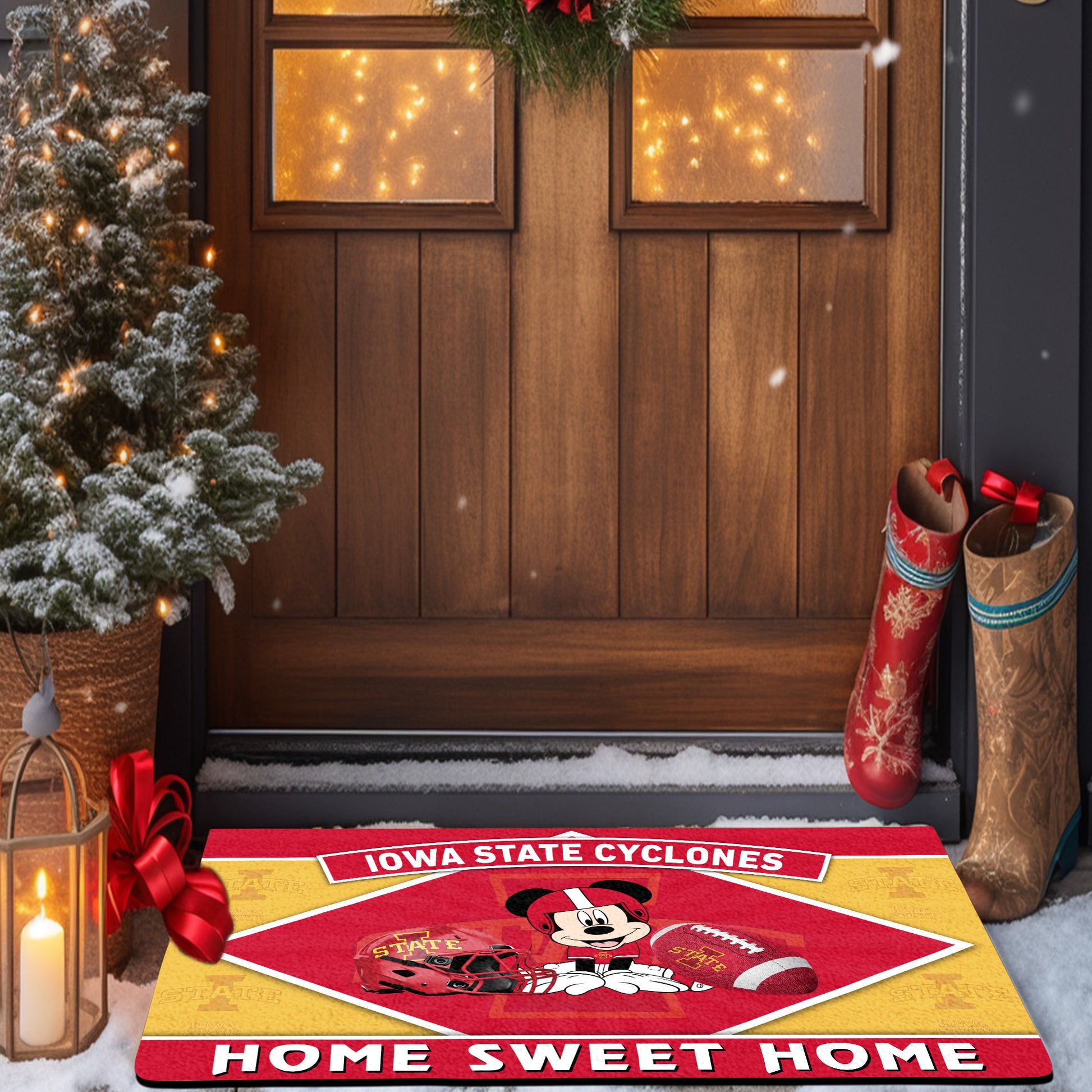 Iowa State Cyclones Doormat, Sport Team And MK Doormat, FootBall Fan Gifts