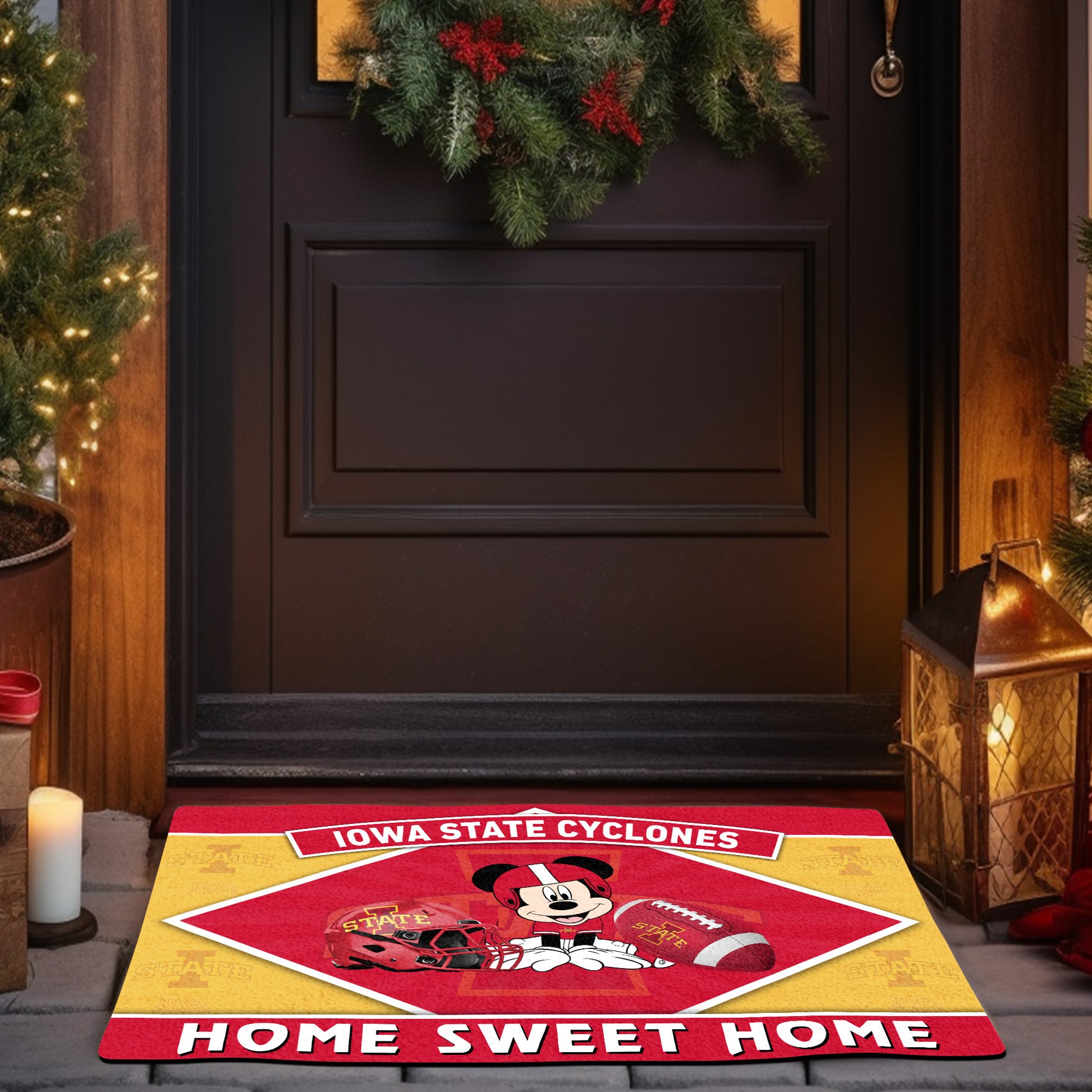 Iowa State Cyclones Doormat, Sport Team And MK Doormat, FootBall Fan Gifts