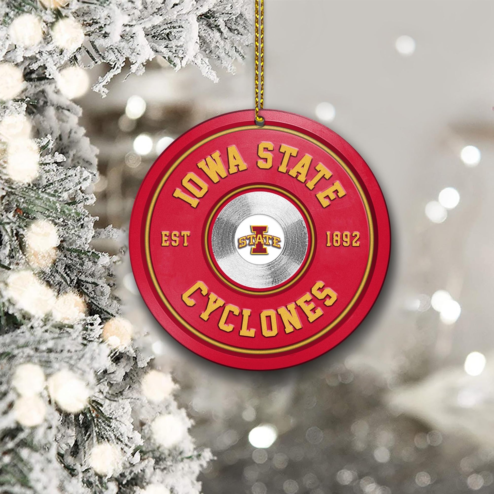 Iowa State Cyclones Fitness Circle Aluminium Ornament 2 Side Trending New Arrivals H52883 ETUG311023