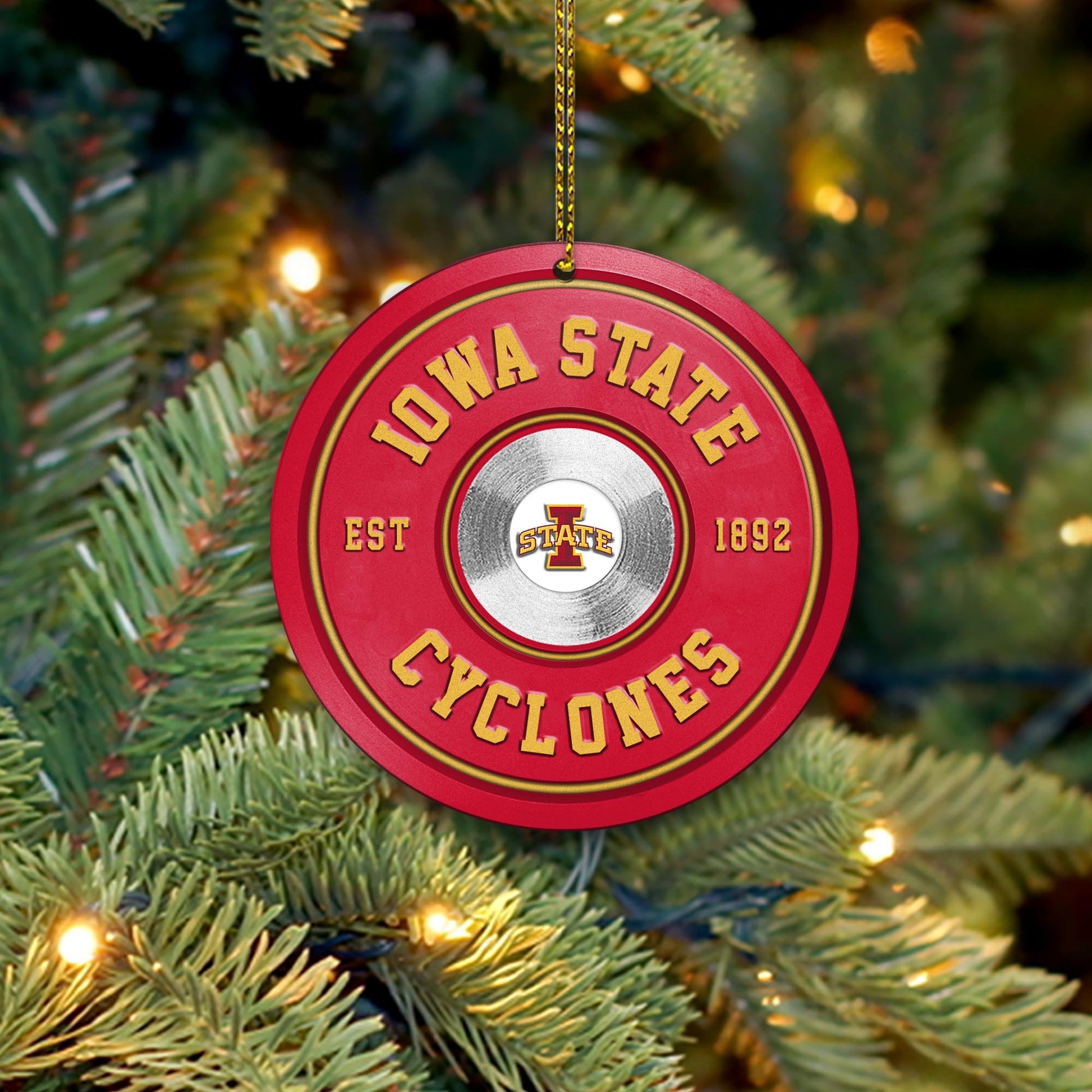 Iowa State Cyclones Fitness Circle Aluminium Ornament 2 Side Trending New Arrivals H52883 ETUG311023