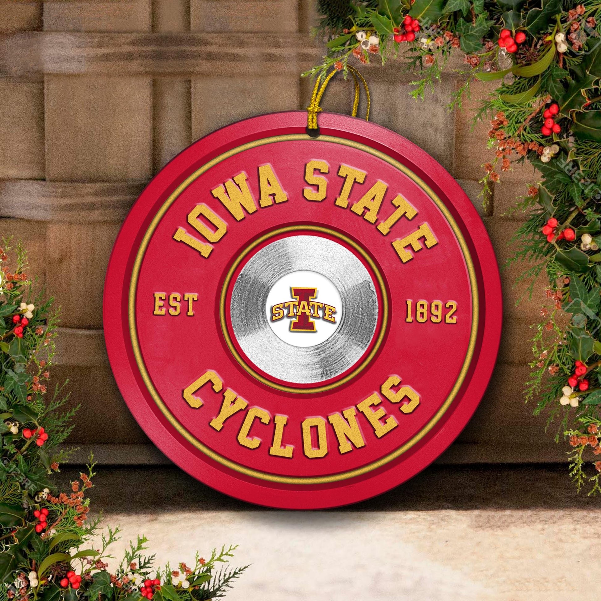 Iowa State Cyclones Fitness Circle Aluminium Ornament 2 Side Trending New Arrivals H52883 ETUG311023