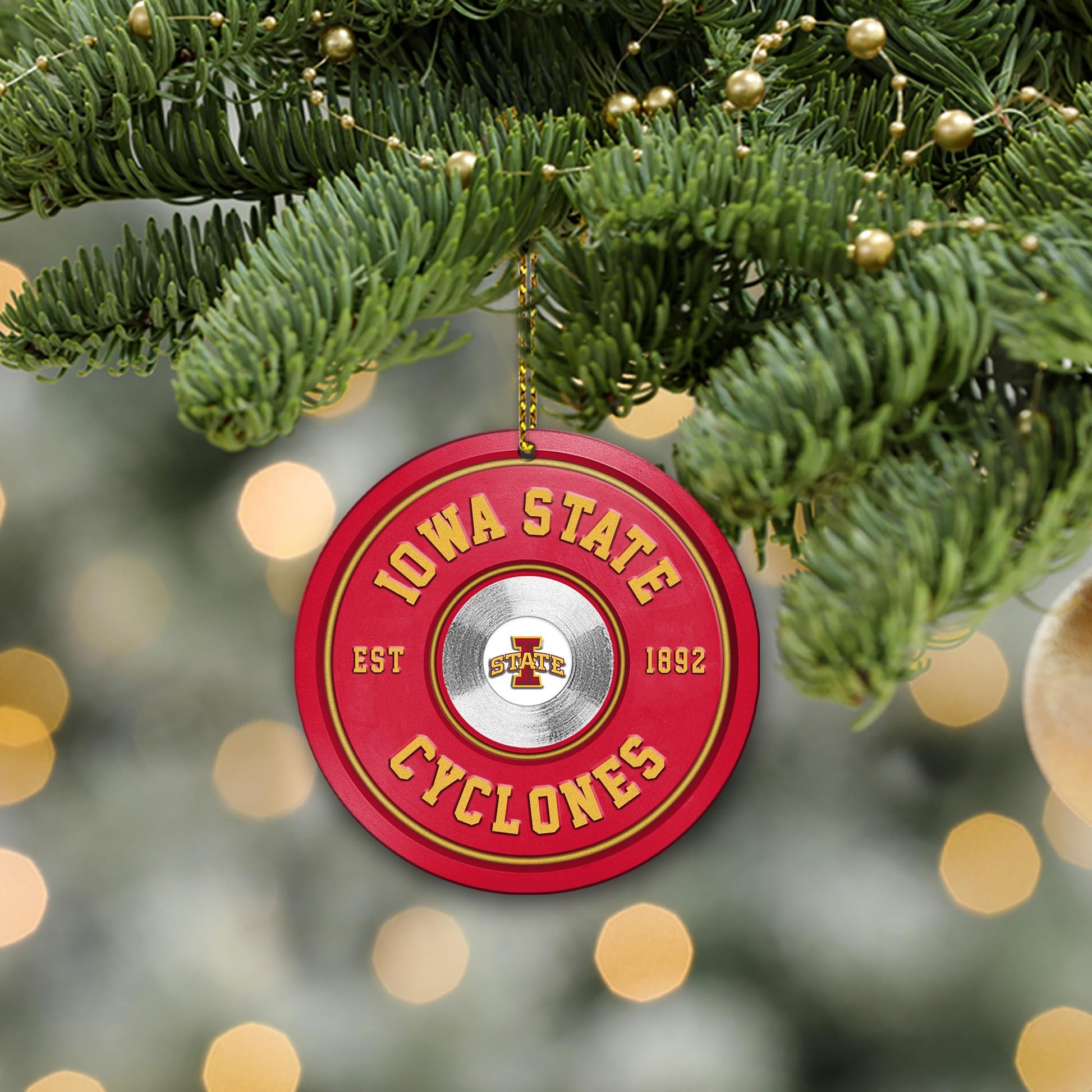 Iowa State Cyclones Fitness Circle Aluminium Ornament 2 Side Trending New Arrivals H52883 ETUG311023