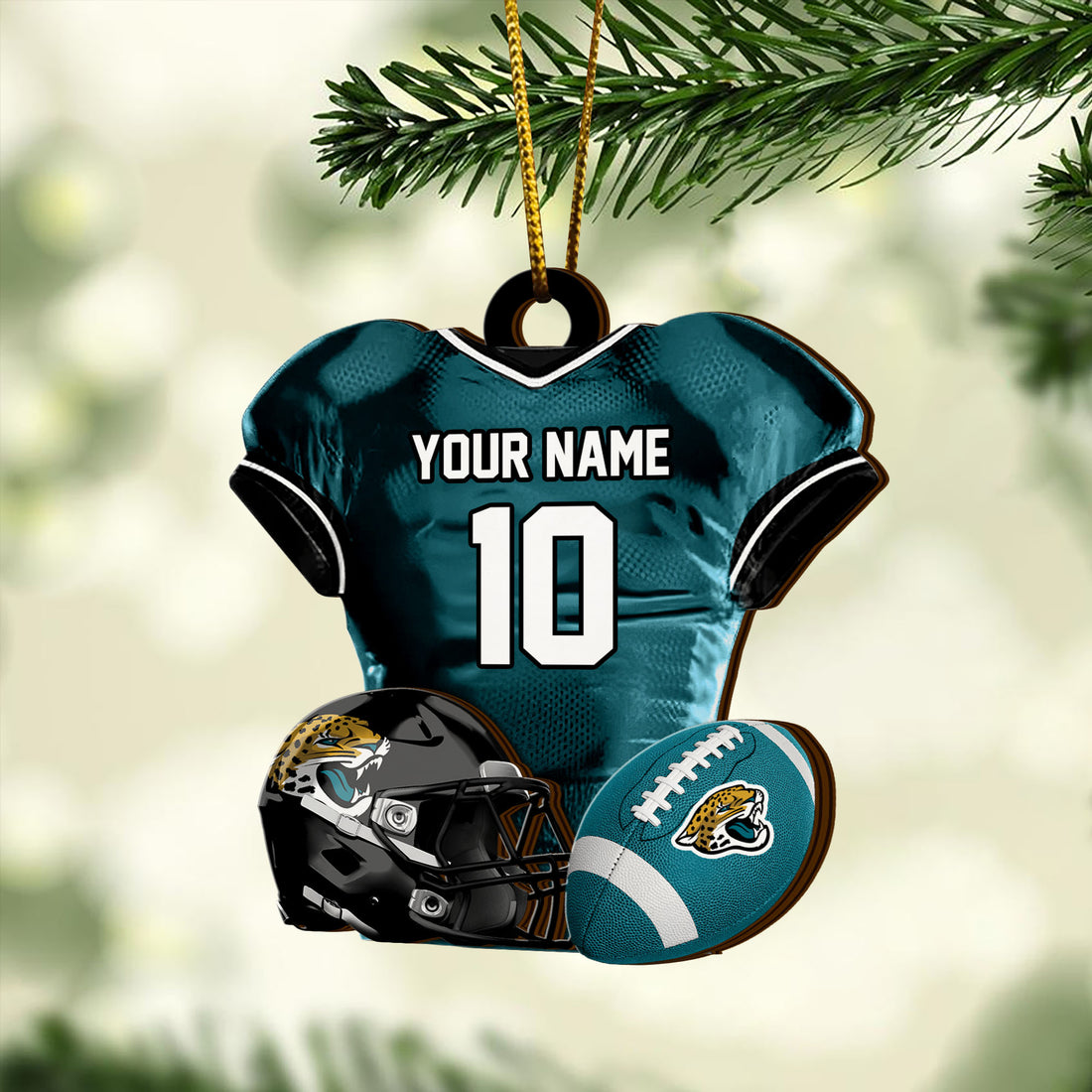 Jacksonville Jaguars 2 Layered Piece Wooden Ornament Custom Name And Number, Sport Team Ornament, Sport Gifts ETRG-52175