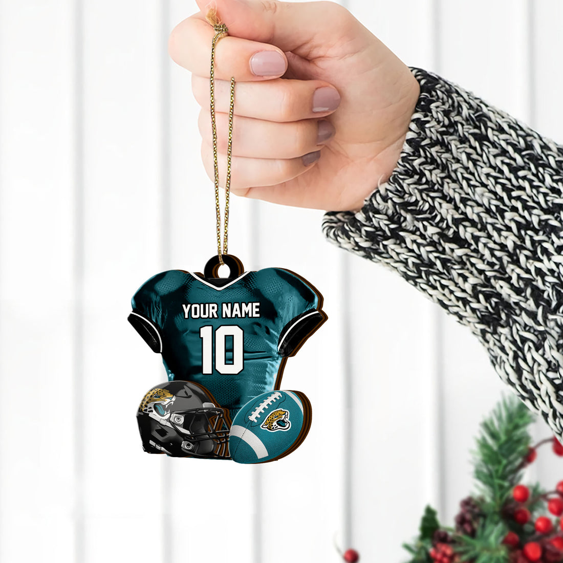 Jacksonville Jaguars 2 Layered Piece Wooden Ornament Custom Name And Number, Sport Team Ornament, Sport Gifts ETRG-52175