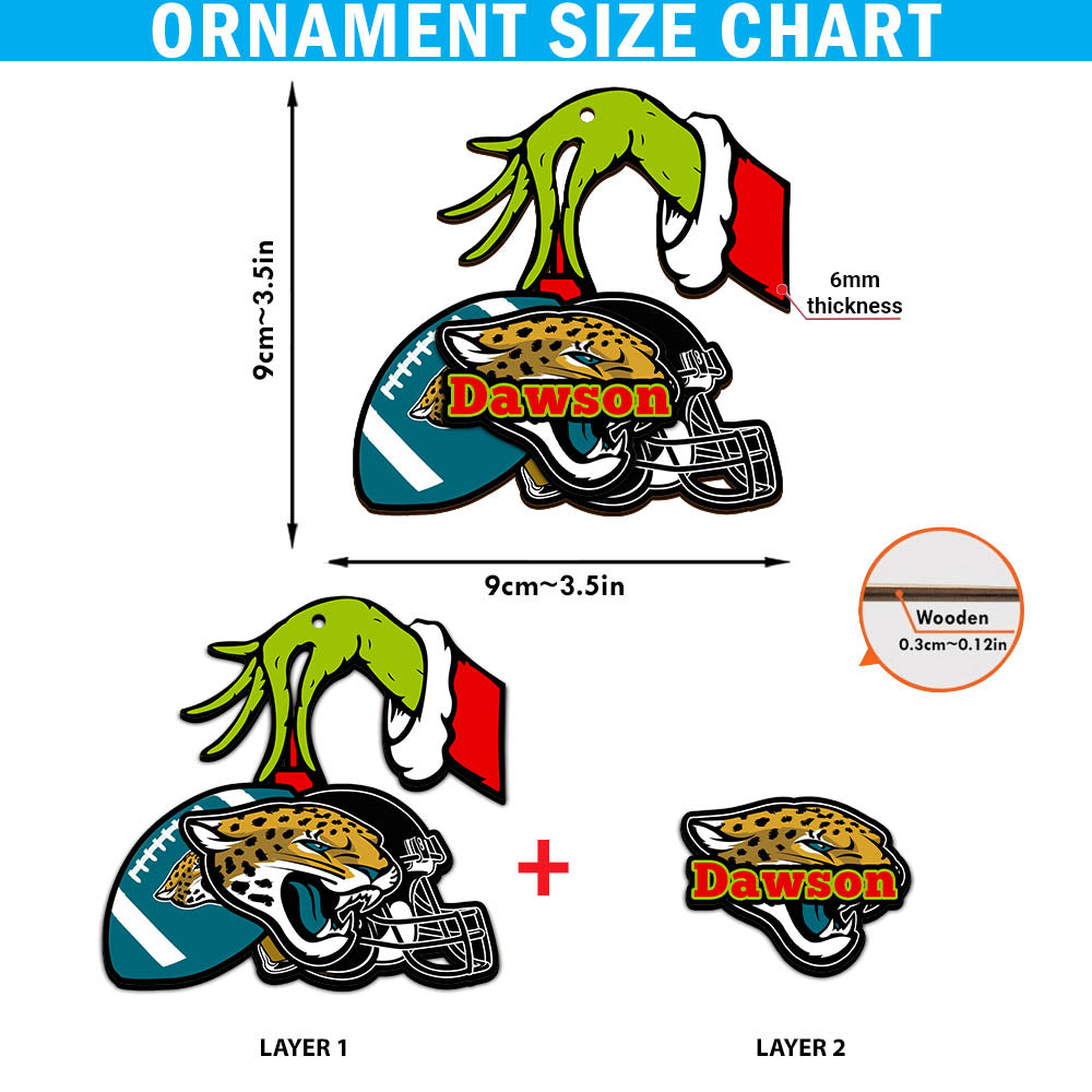 Jacksonville Jaguars 2 Layered Wooden Ornament Personalized Your Name, GR And American Football Team Ornament, Football Lover Gifts, Hanging Decorations ETHY-52254