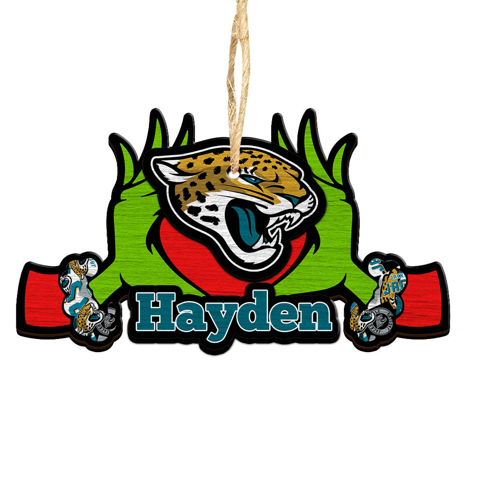 Jacksonville Jaguars 2 Layered Wooden Ornament Personalized Your Name, GR And Sport Team Ornament, Sport Hanging Decorations, Sport Gifts For Fan ETHY-52234