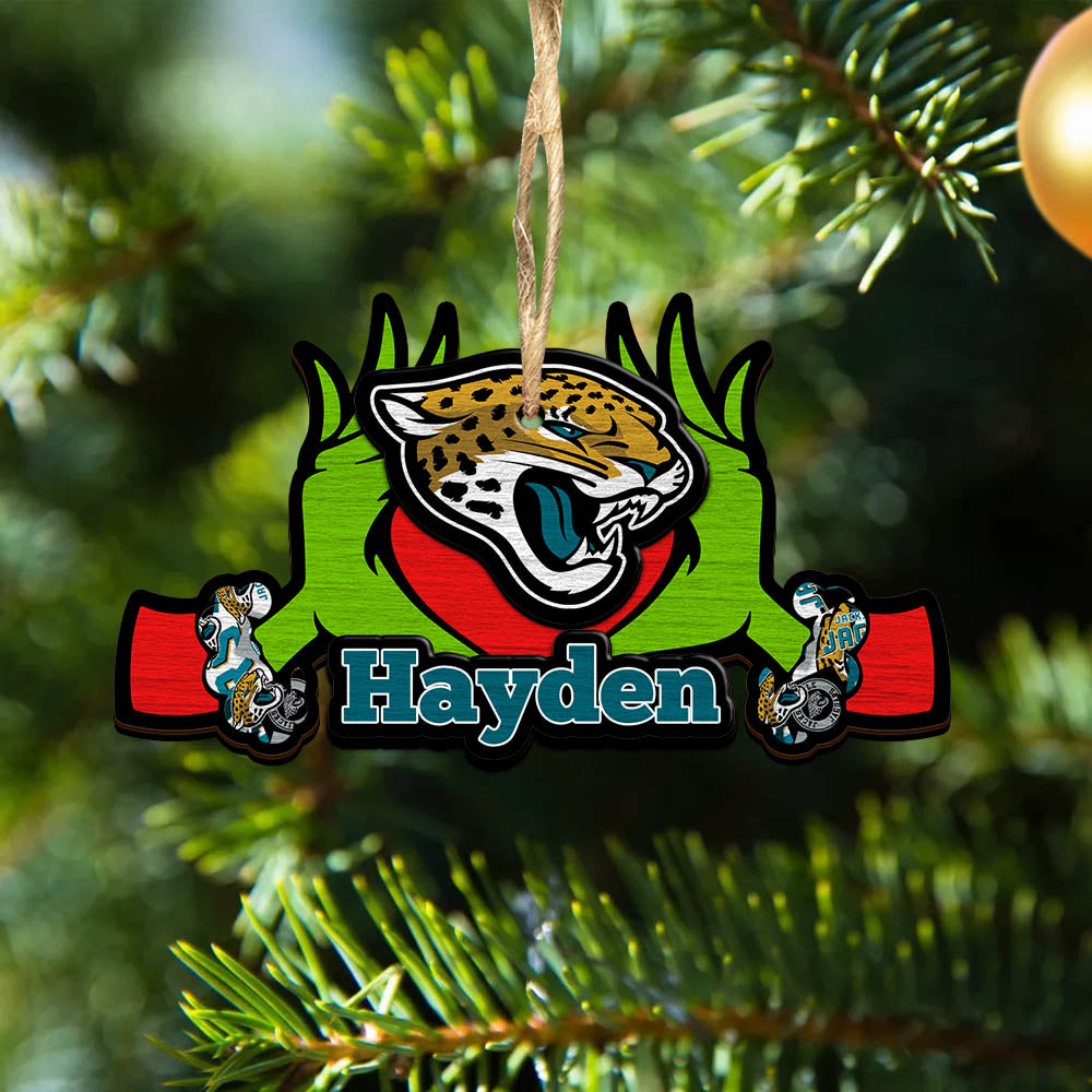Jacksonville Jaguars 2 Layered Wooden Ornament Personalized Your Name, GR And Sport Team Ornament, Sport Hanging Decorations, Sport Gifts For Fan ETHY-52234