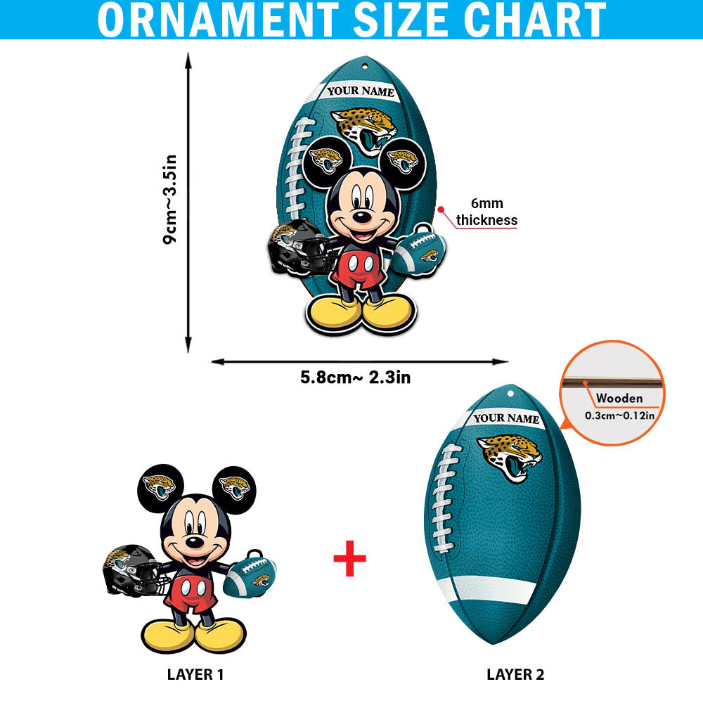 Jacksonville Jaguars 2 Layered Wooden Ornament Personalized Your Name, MK Mouse And Sport Team Ornament, Sport Gifts, Sport Decorations ETHY-52118