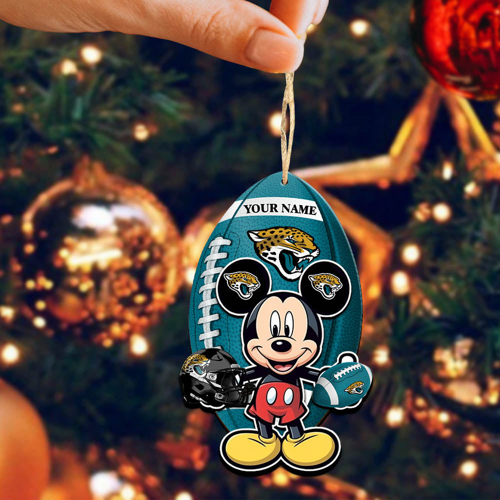 Jacksonville Jaguars 2 Layered Wooden Ornament Personalized Your Name, MK Mouse And Sport Team Ornament, Sport Gifts, Sport Decorations ETHY-52118