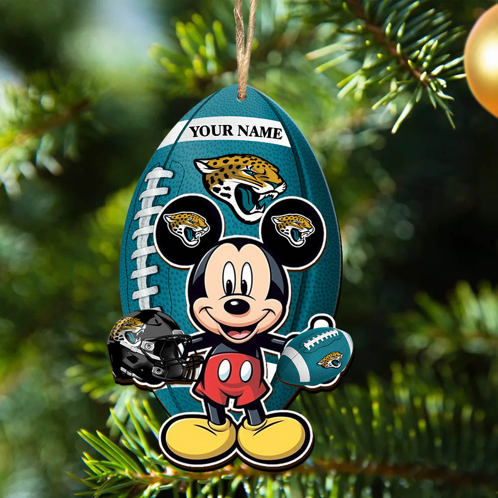 Jacksonville Jaguars 2 Layered Wooden Ornament Personalized Your Name, MK Mouse And Sport Team Ornament, Sport Gifts, Sport Decorations ETHY-52118