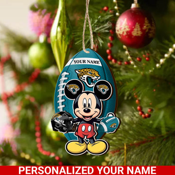 Jacksonville Jaguars 2 Layered Wooden Ornament Personalized Your Name, MK Mouse And Sport Team Ornament, Sport Gifts, Sport Decorations ETHY-52118