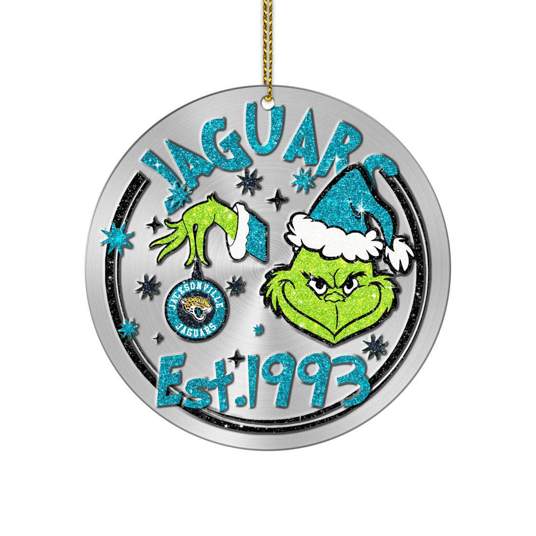 Jacksonville Jaguars Grinch Circle Aluminium Ornament 2 Side Trending New Arrivals H52900 ETUG311023