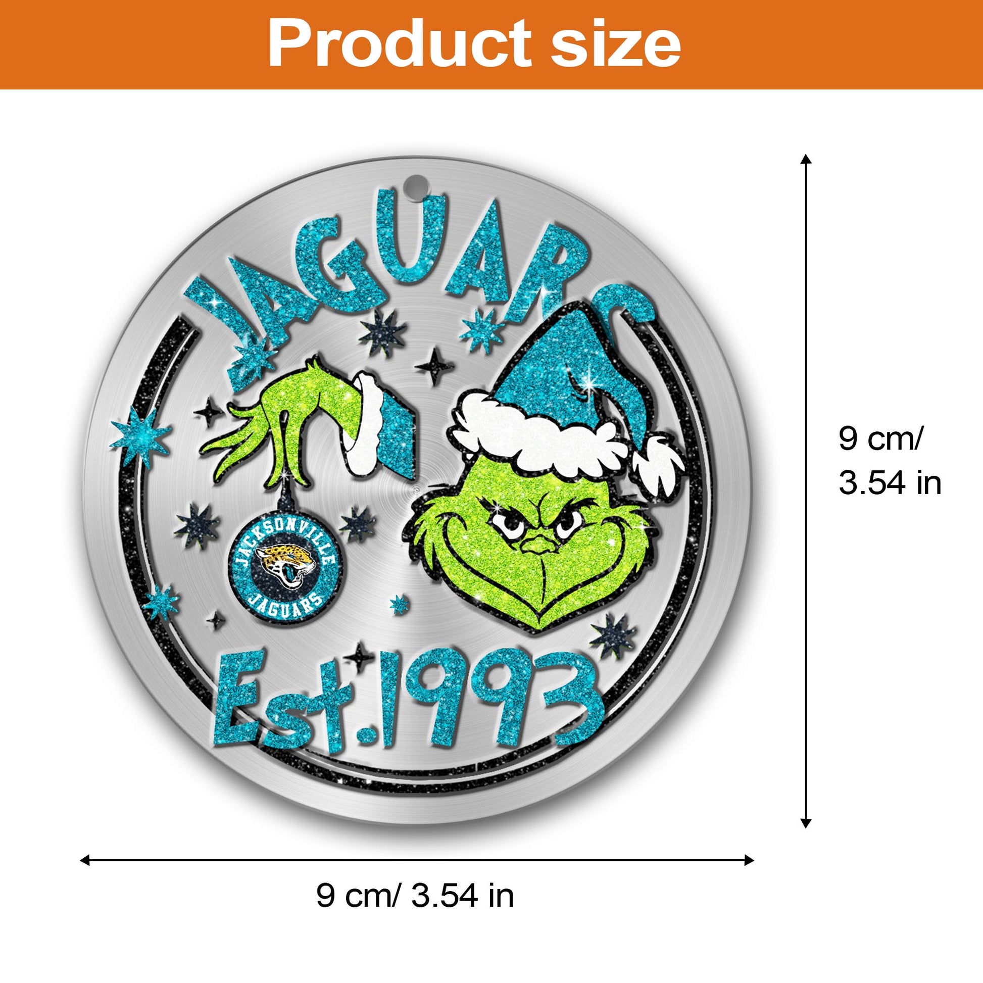 Jacksonville Jaguars Grinch Circle Aluminium Ornament 2 Side Trending New Arrivals H52900 ETUG311023