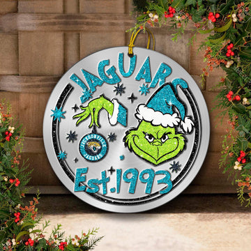 Jacksonville Jaguars Grinch Circle Aluminium Ornament 2 Side Trending New Arrivals H52900 ETUG311023