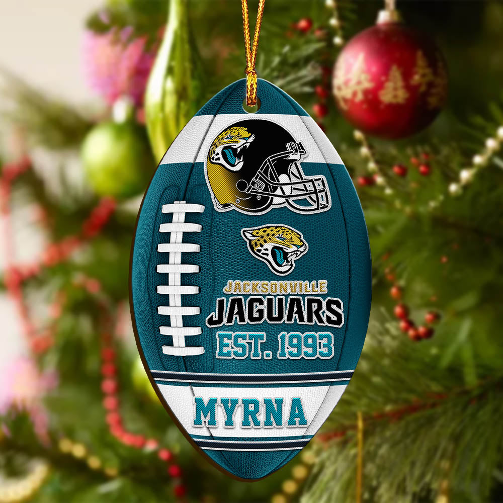 Jacksonville Jaguars Wooden Ornament 2 Sides Personalized Your Name, Sport Team Ornament, Sport Hanging Decorations, Sport Gifts