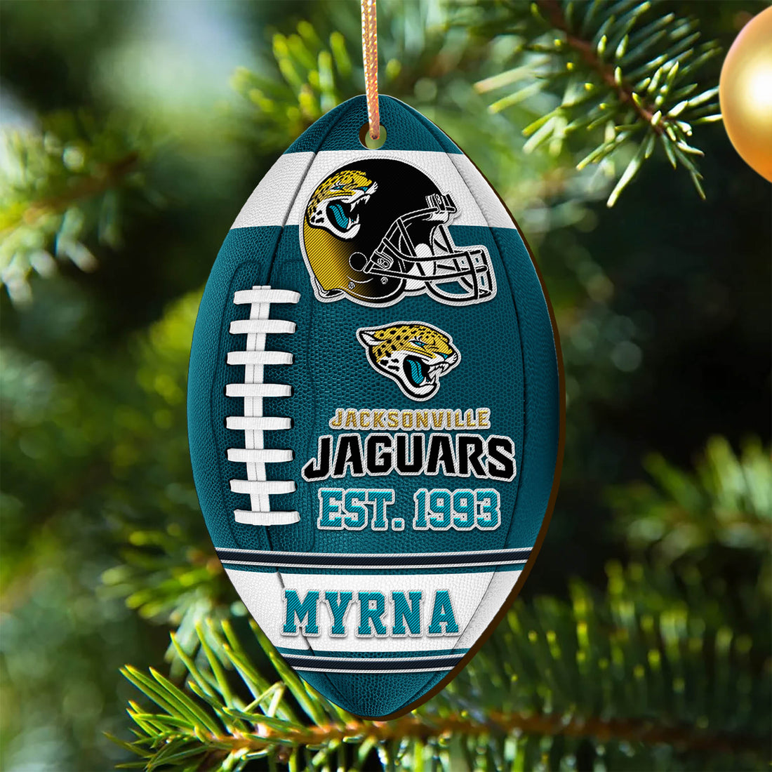 Jacksonville Jaguars Wooden Ornament 2 Sides Personalized Your Name, Sport Team Ornament, Sport Hanging Decorations, Sport Gifts