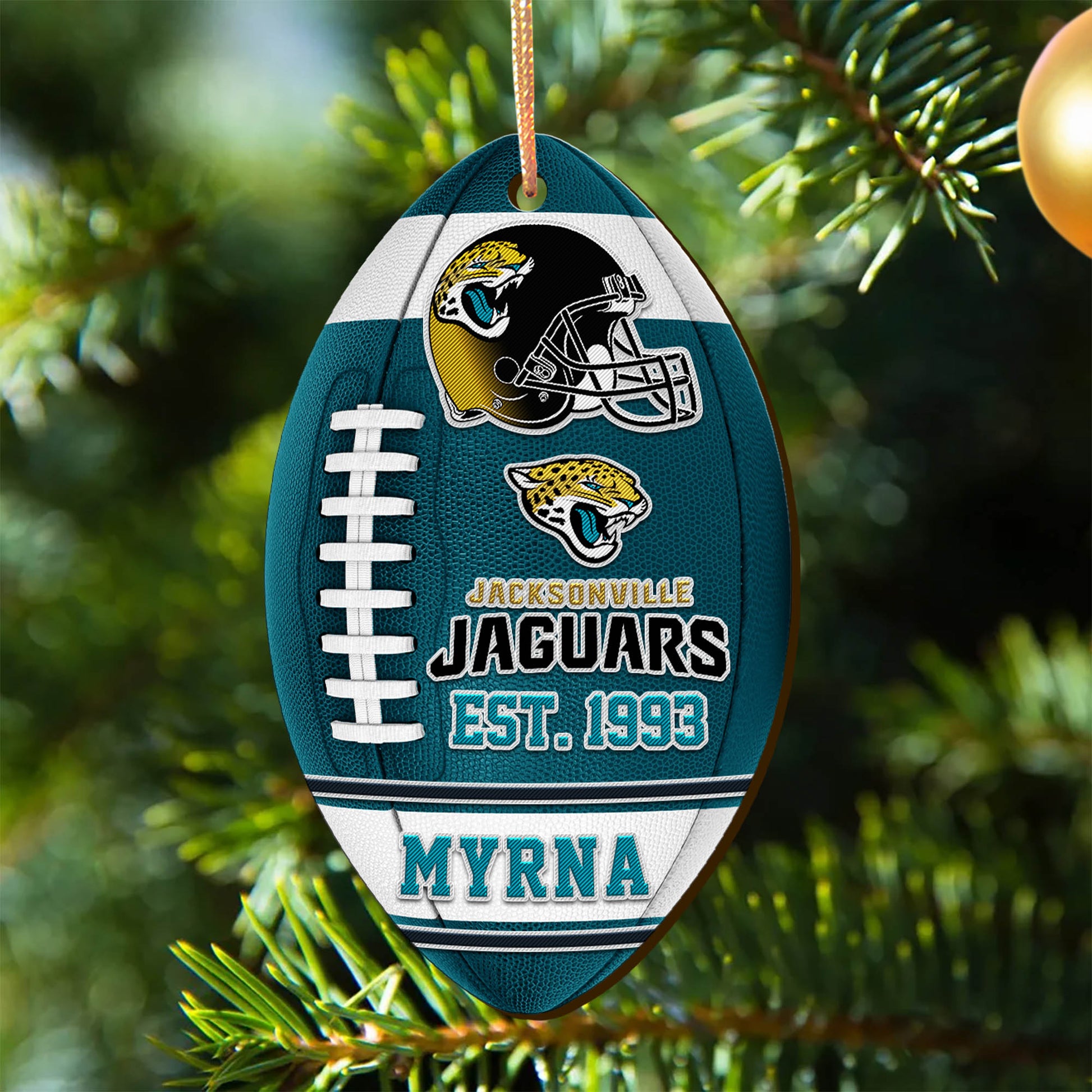 Jacksonville Jaguars Wooden Ornament 2 Sides Personalized Your Name, Sport Team Ornament, Sport Hanging Decorations, Sport Gifts