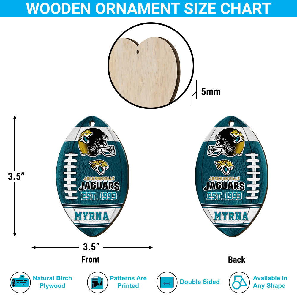 Jacksonville Jaguars Wooden Ornament 2 Sides Personalized Your Name, Sport Team Ornament, Sport Hanging Decorations, Sport Gifts