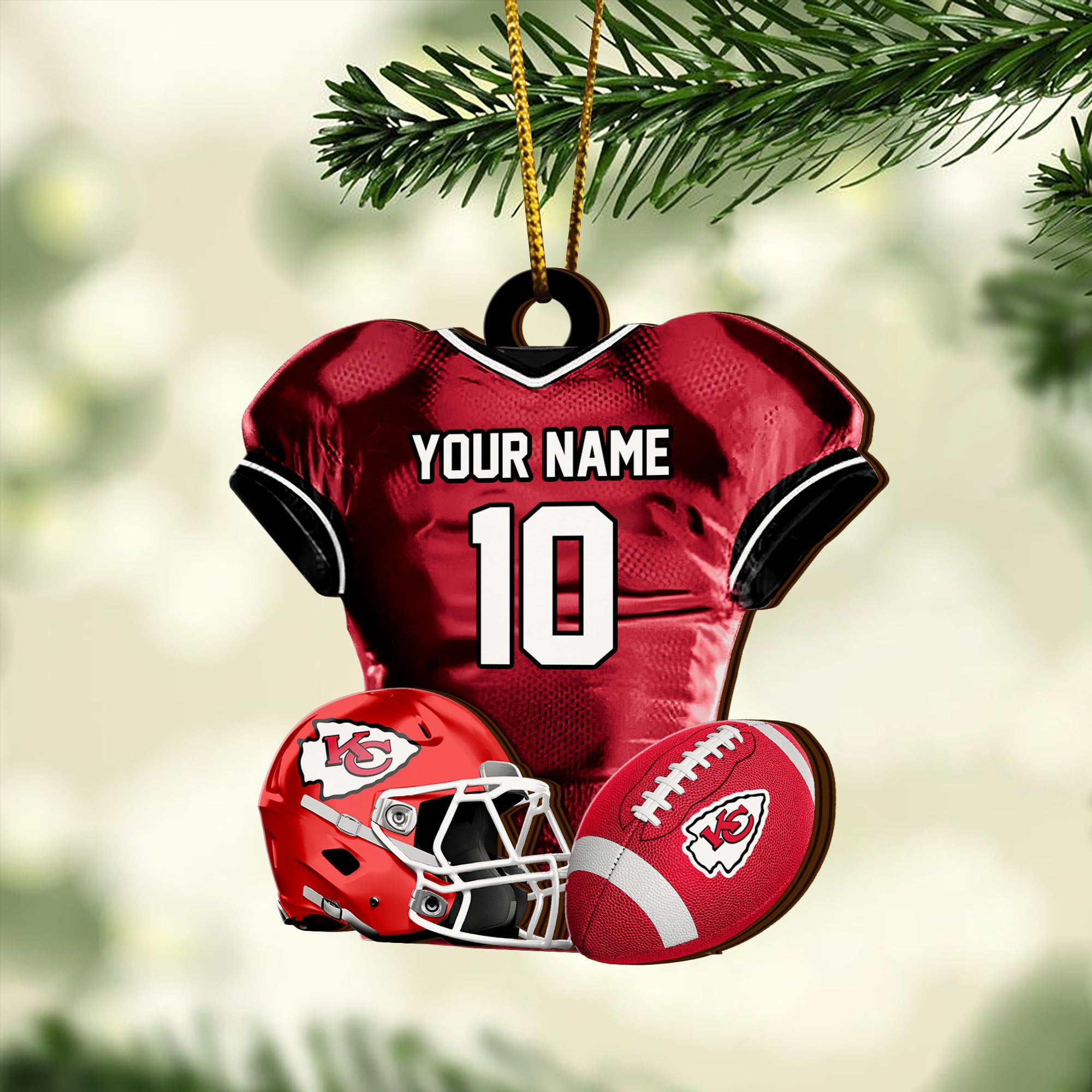 Kansas City Chiefs 2 Layered Piece Wooden Ornament Custom Name And Number, Sport Team Ornament, Sport Gifts ETRG-52175
