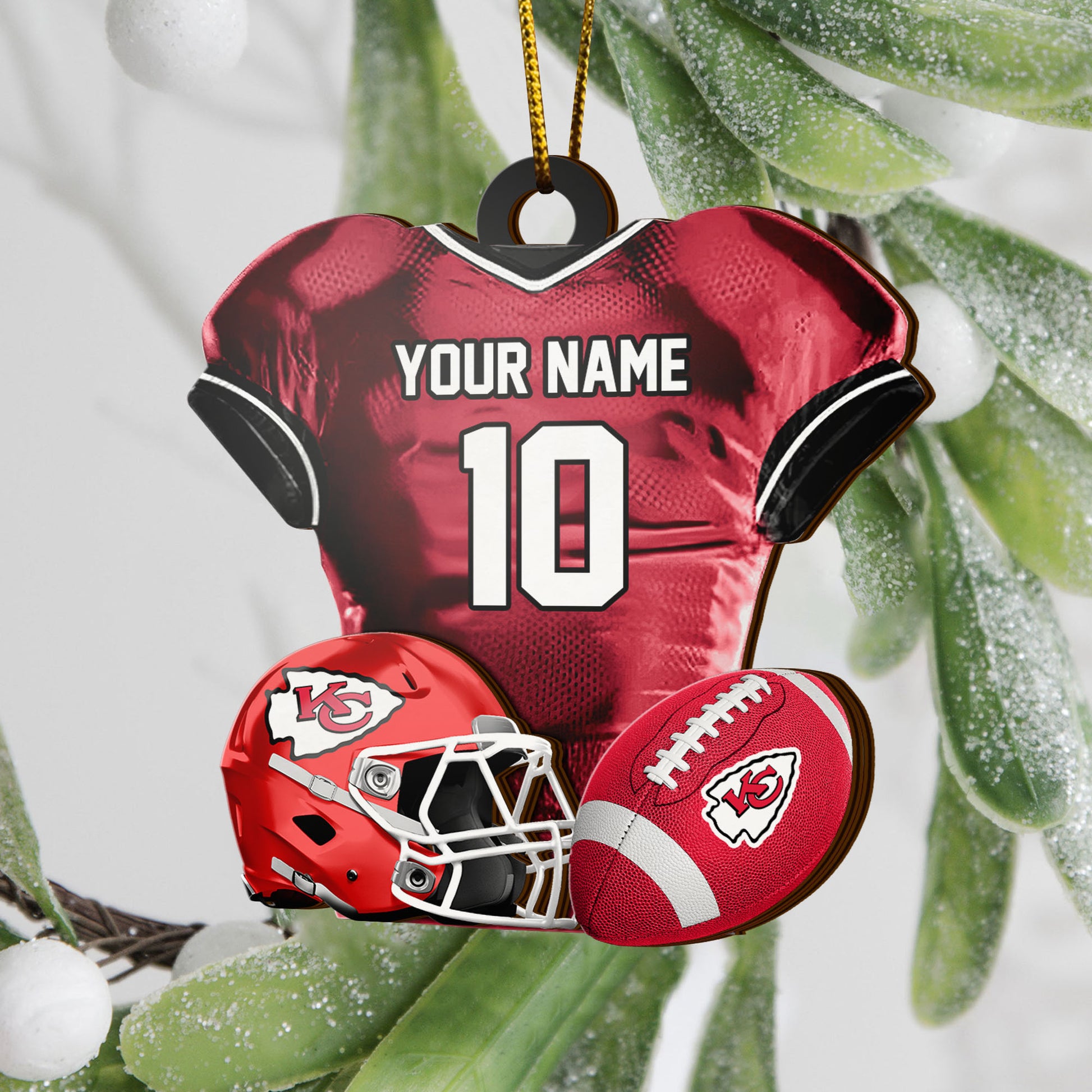 Kansas City Chiefs 2 Layered Piece Wooden Ornament Custom Name And Number, Sport Team Ornament, Sport Gifts ETRG-52175