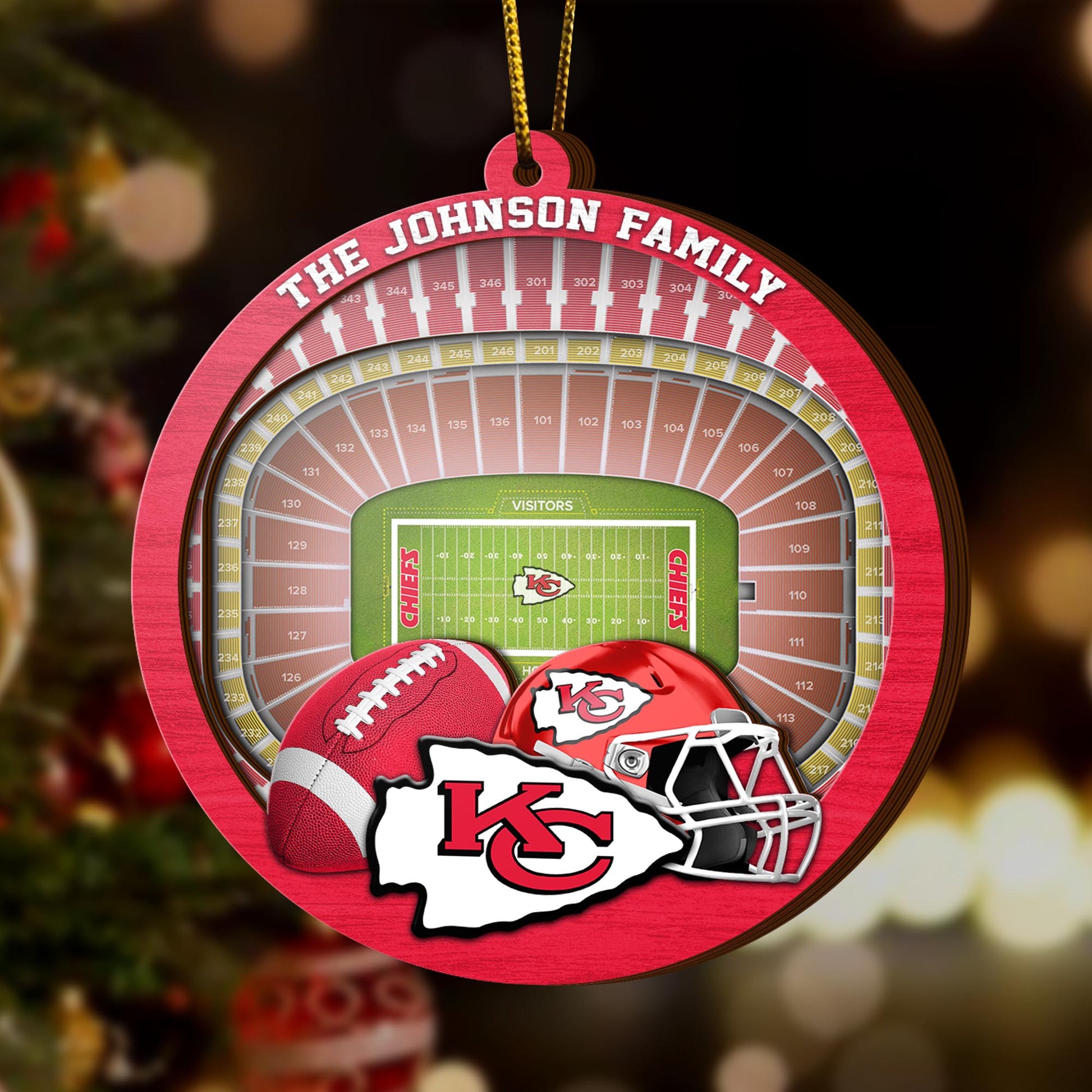 Kansas City Chiefs  3 Layered Piece Wooden Ornament Custom Your Family Name, Sport Stadium Ornament, Sport Gifts ETRG-52162