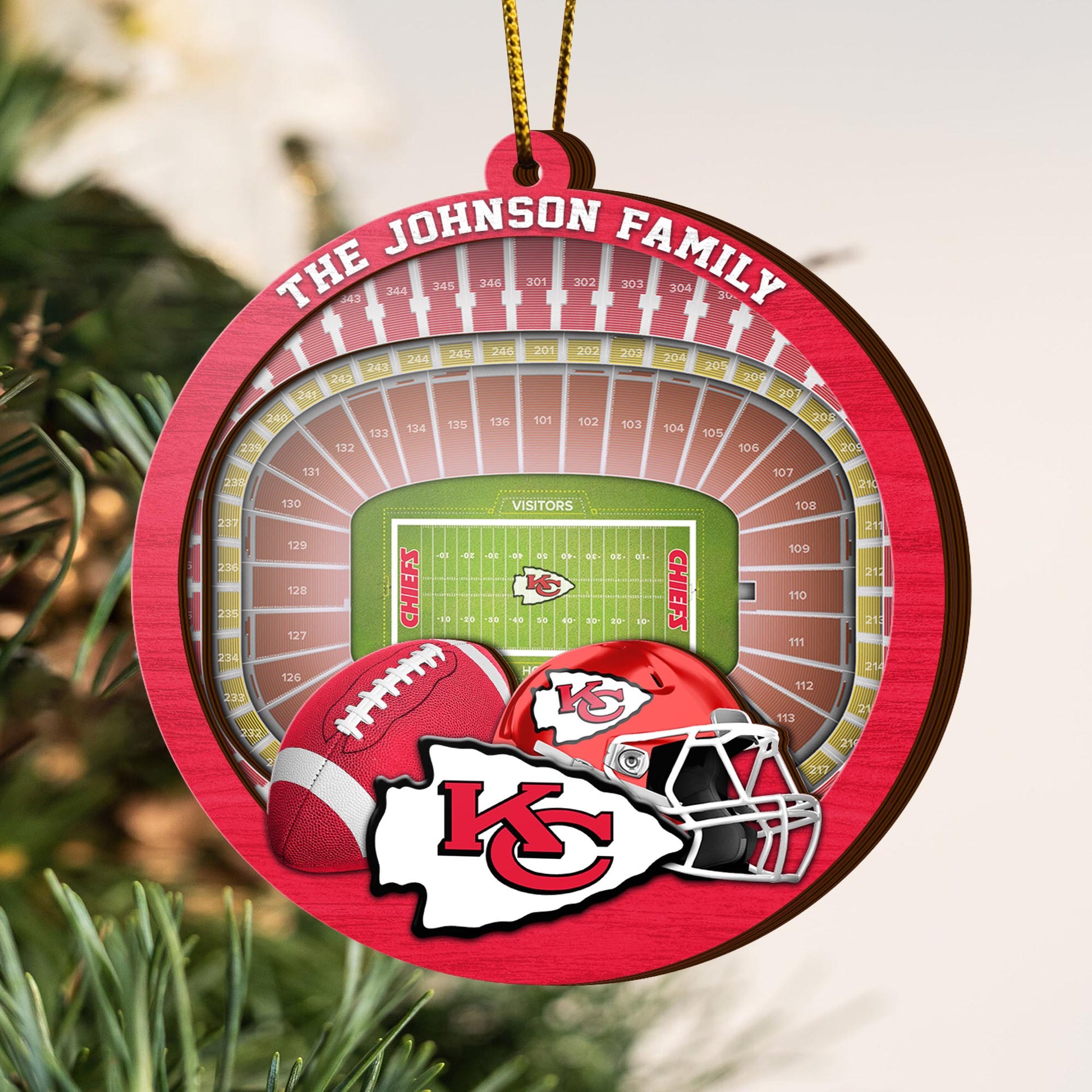 Kansas City Chiefs  3 Layered Piece Wooden Ornament Custom Your Family Name, Sport Stadium Ornament, Sport Gifts ETRG-52162