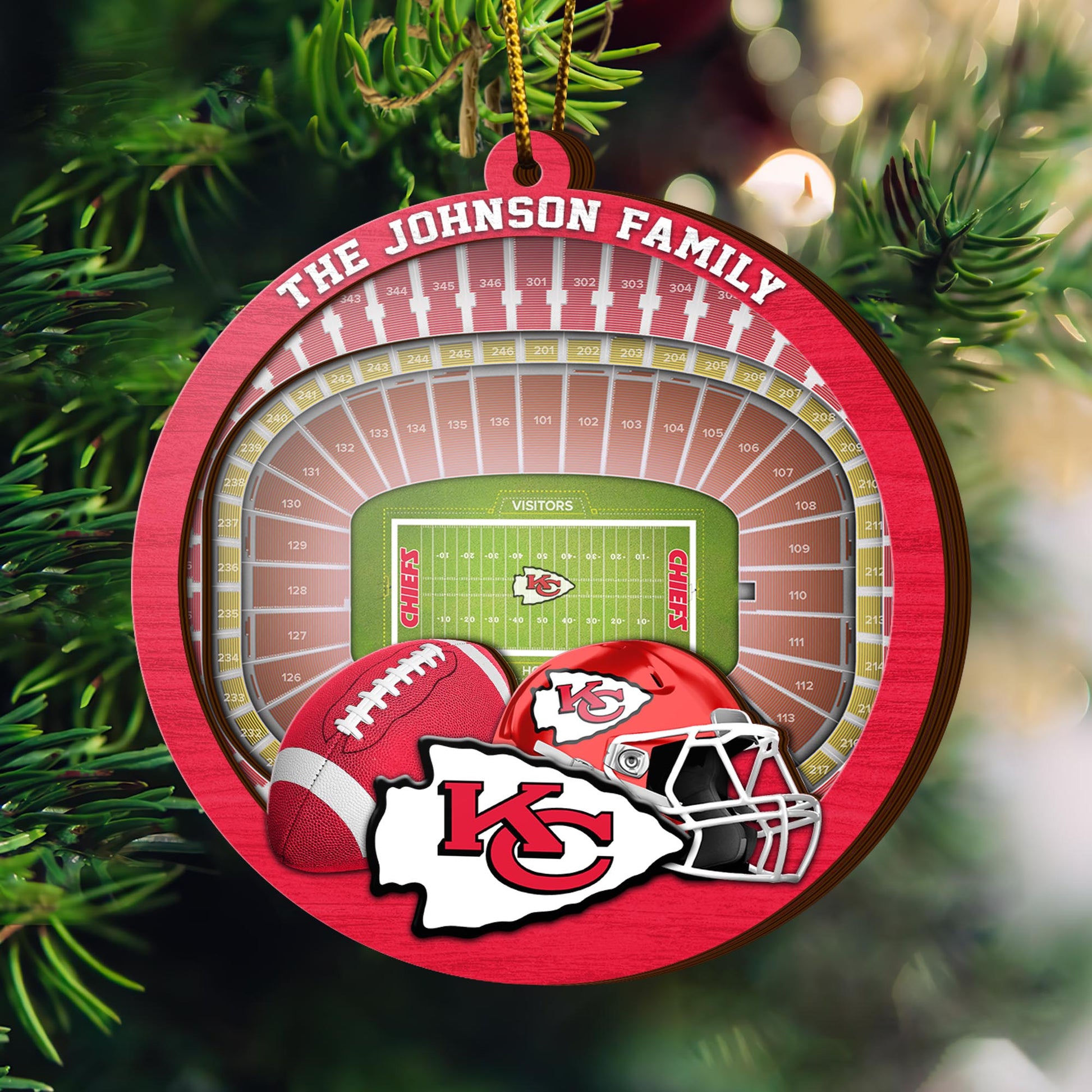 Kansas City Chiefs  3 Layered Piece Wooden Ornament Custom Your Family Name, Sport Stadium Ornament, Sport Gifts ETRG-52162