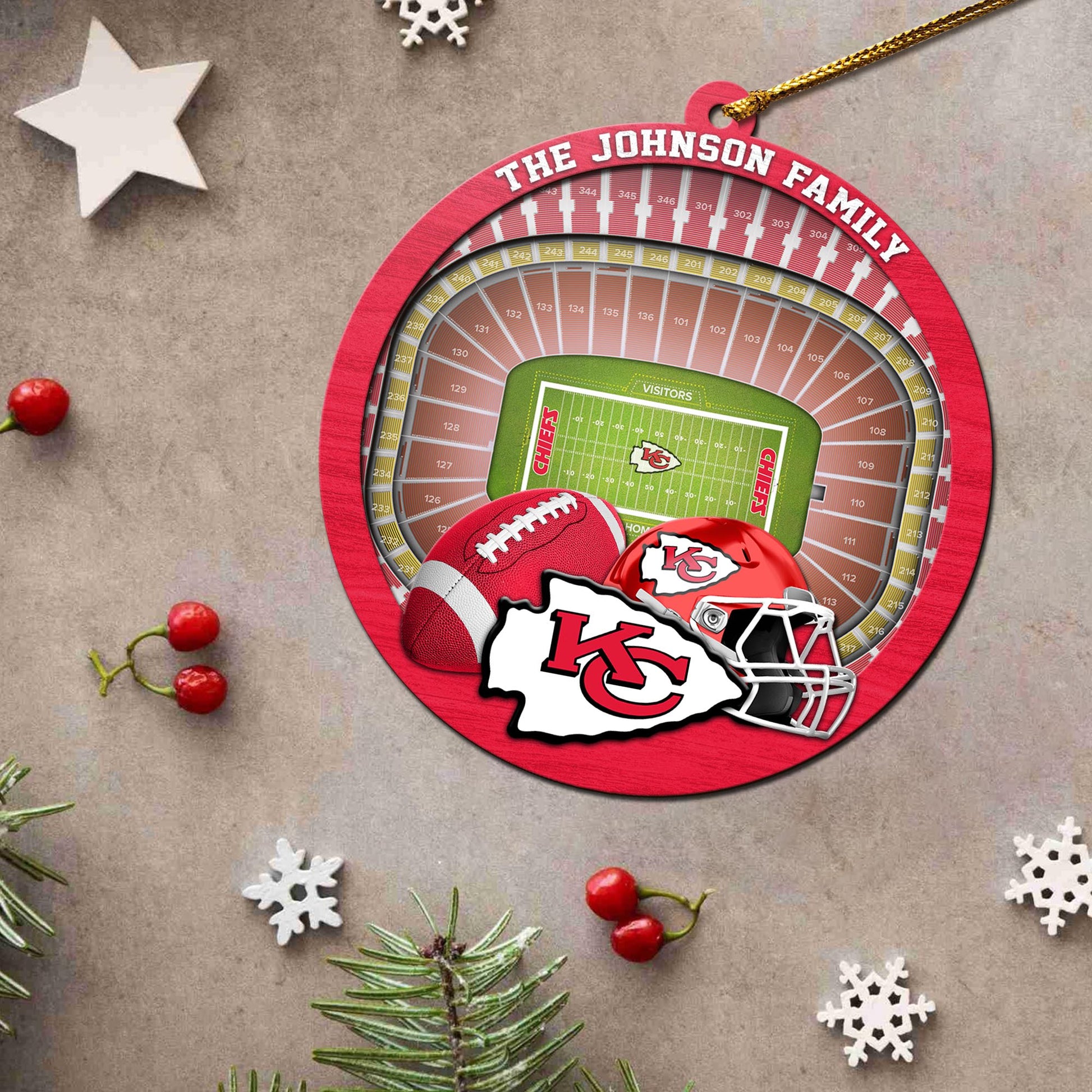 Kansas City Chiefs  3 Layered Piece Wooden Ornament Custom Your Family Name, Sport Stadium Ornament, Sport Gifts ETRG-52162