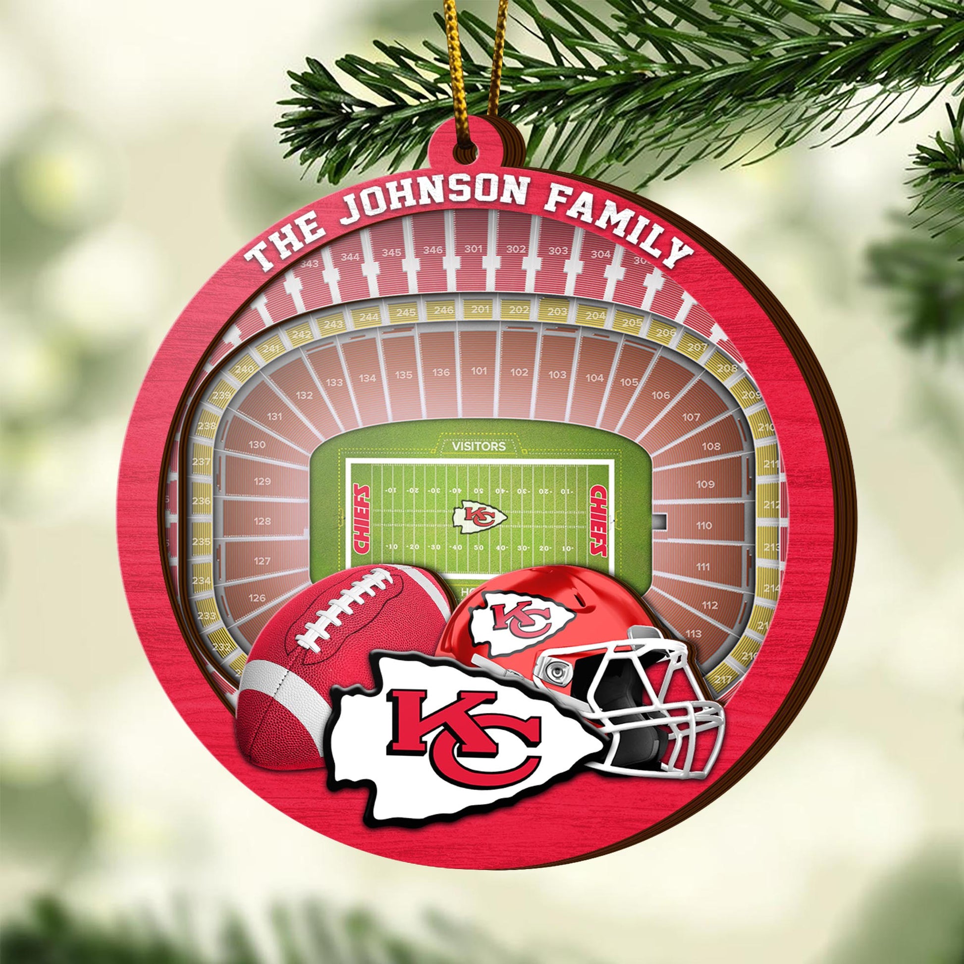 Kansas City Chiefs  3 Layered Piece Wooden Ornament Custom Your Family Name, Sport Stadium Ornament, Sport Gifts ETRG-52162
