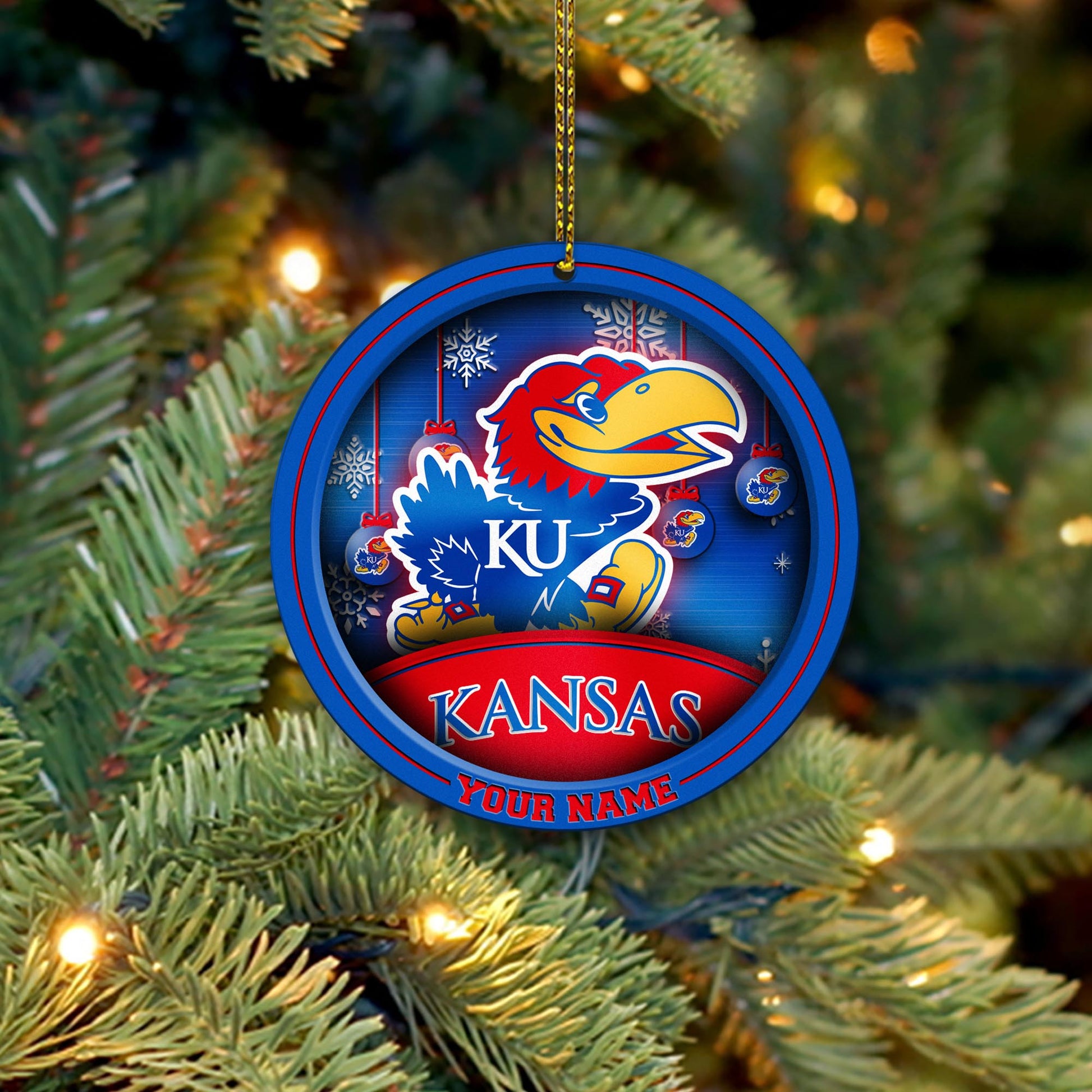 Kansas Jayhawks Circle Aluminium Custom Ornament 2 Side Trending New Arrivals H52912 ETUG311023