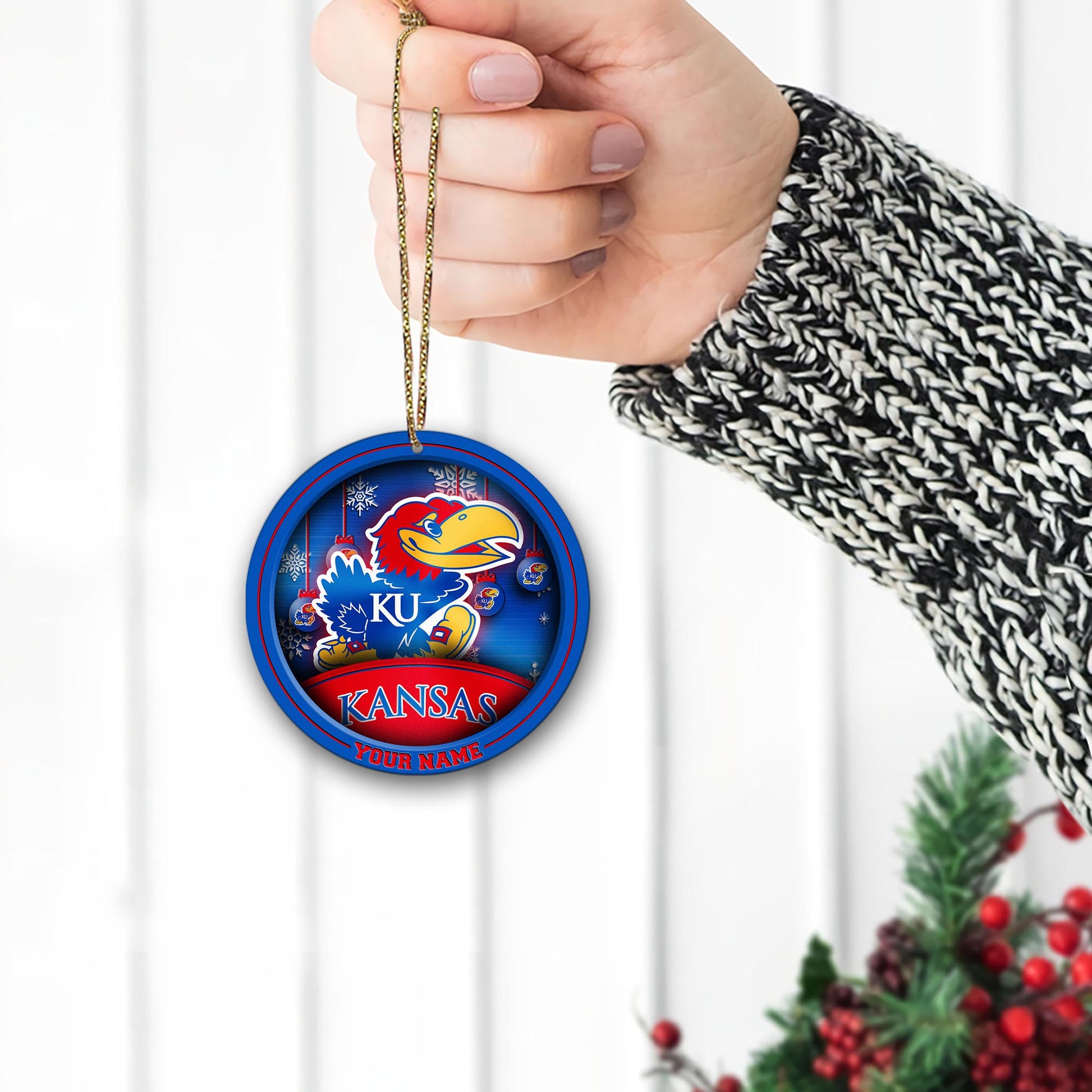 Kansas Jayhawks Circle Aluminium Custom Ornament 2 Side Trending New Arrivals H52912 ETUG311023