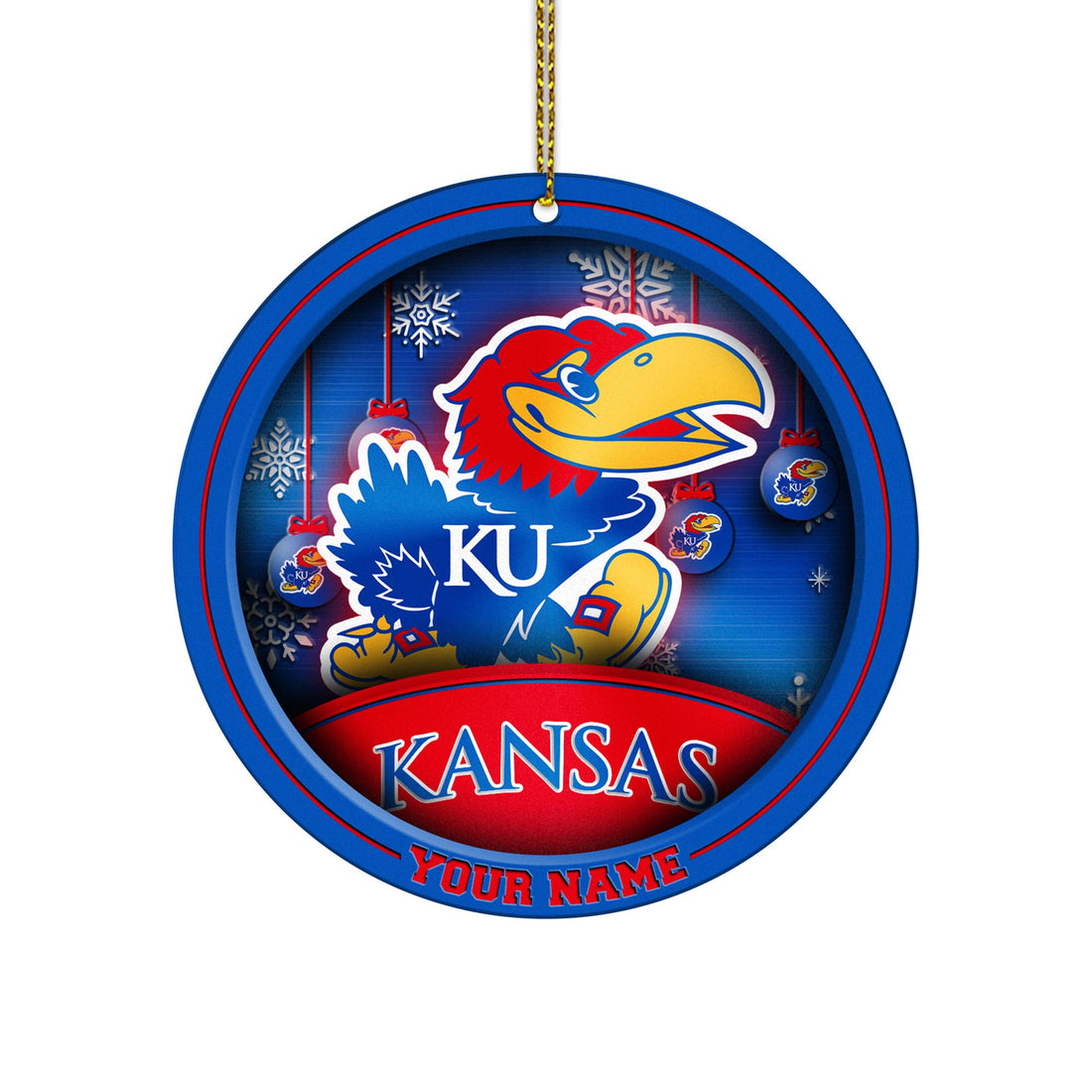 Kansas Jayhawks Circle Aluminium Custom Ornament 2 Side Trending New Arrivals H52912 ETUG311023