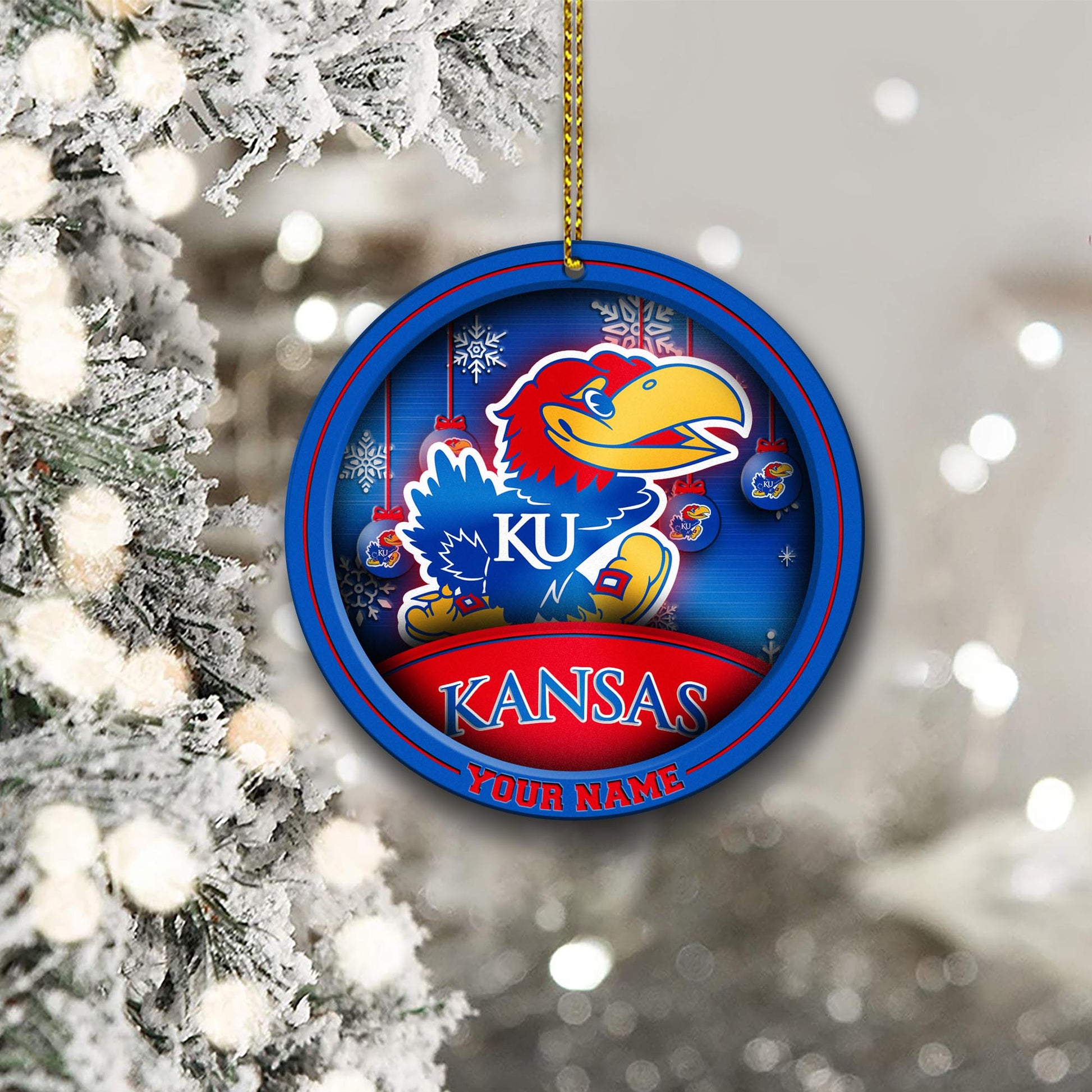 Kansas Jayhawks Circle Aluminium Custom Ornament 2 Side Trending New Arrivals H52912 ETUG311023