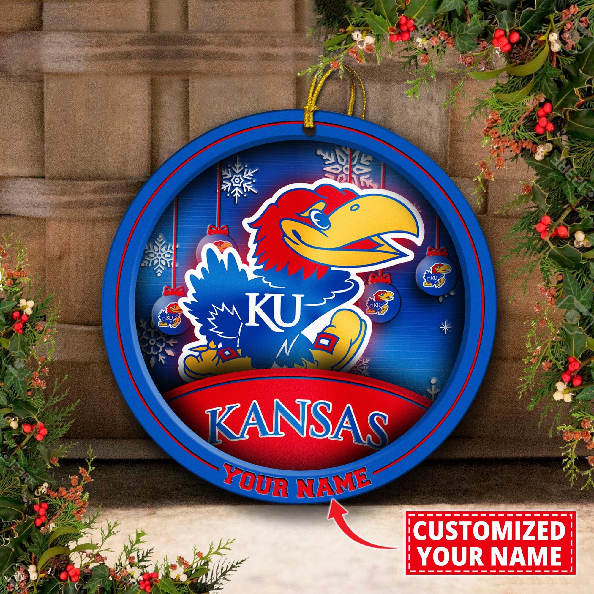 Kansas Jayhawks Circle Aluminium Custom Ornament 2 Side Trending New Arrivals H52912 ETUG311023