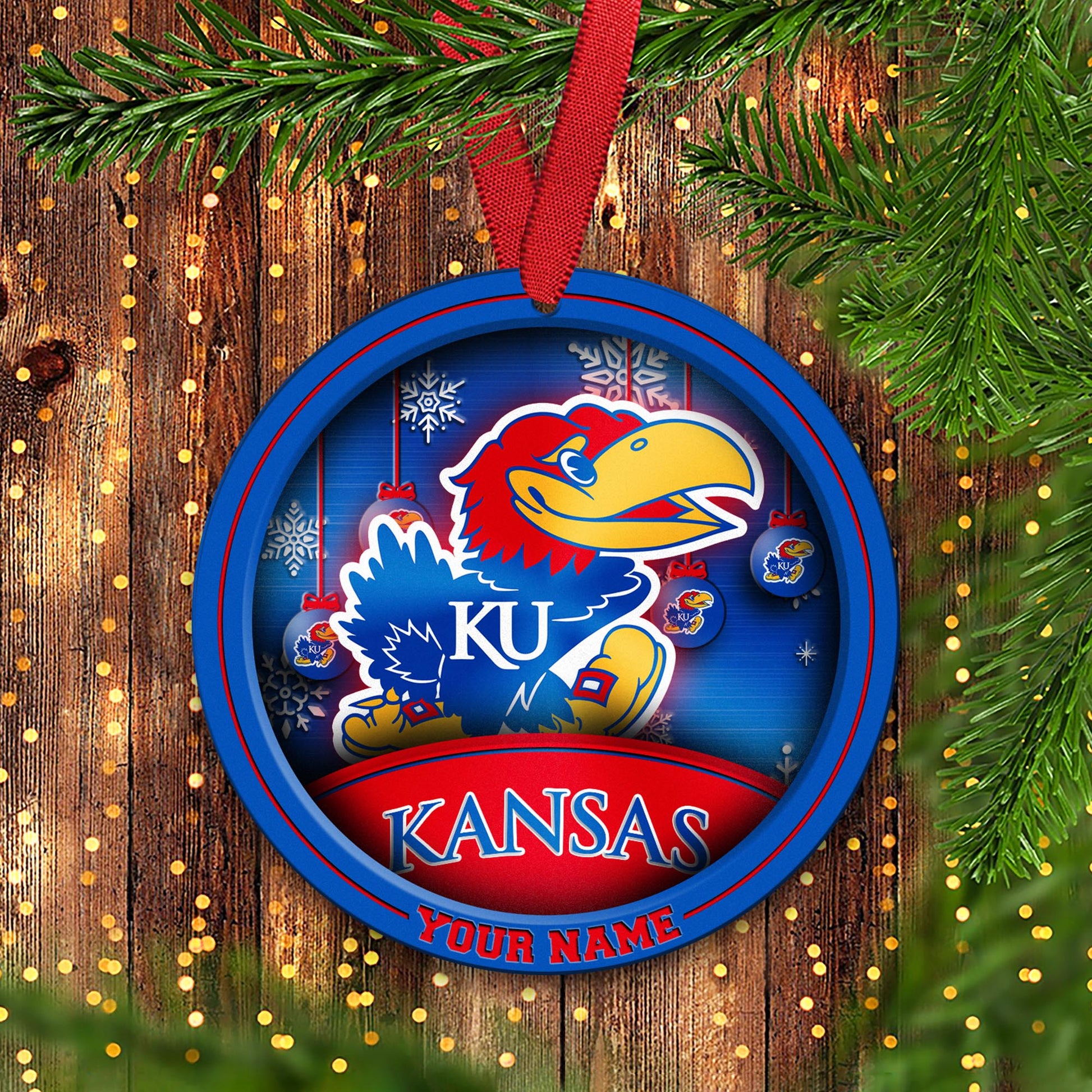 Kansas Jayhawks Circle Aluminium Custom Ornament 2 Side Trending New Arrivals H52912 ETUG311023