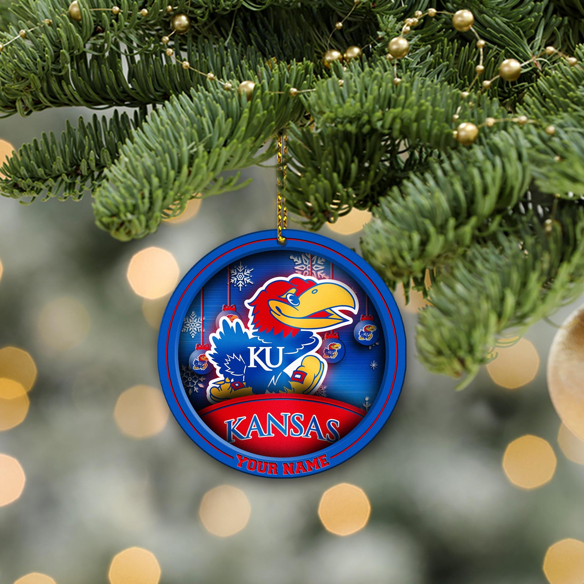 Kansas Jayhawks Circle Aluminium Custom Ornament 2 Side Trending New Arrivals H52912 ETUG311023