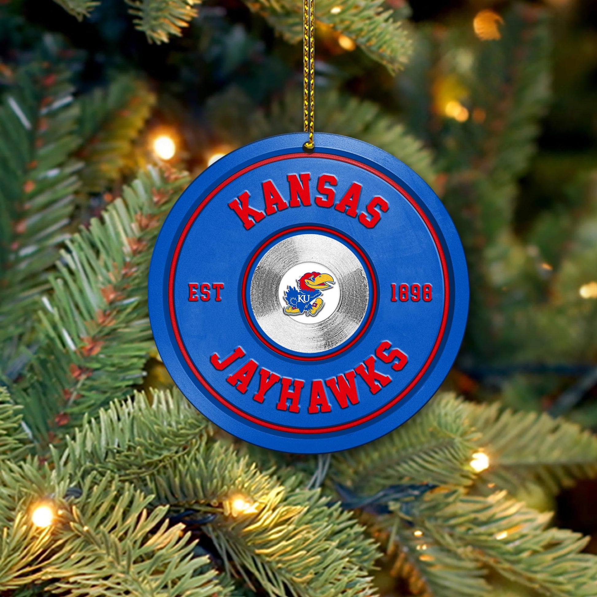 Kansas Jayhawks Fitness Circle Aluminium Ornament 2 Side Trending New Arrivals H52883 ETUG311023